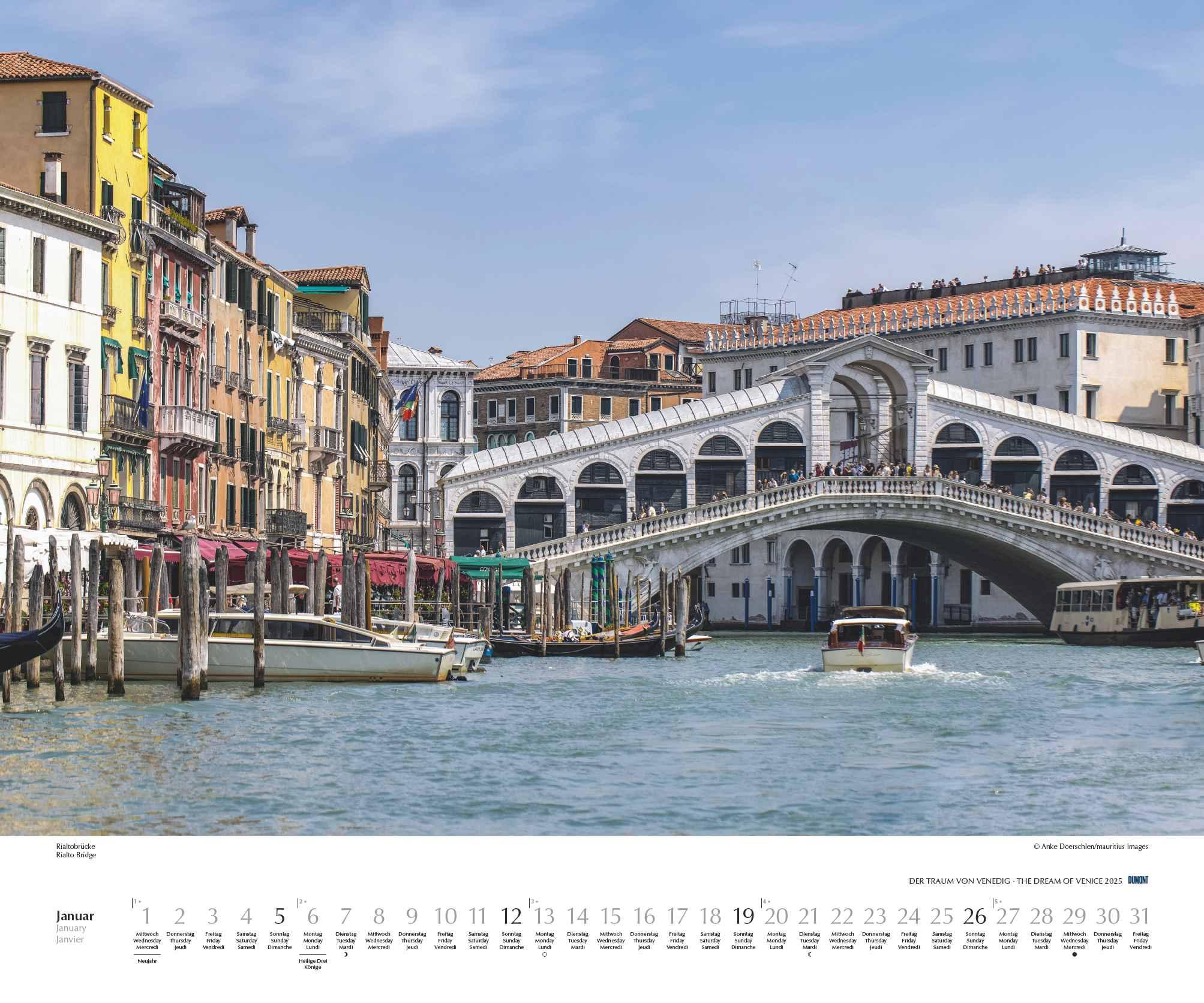Beispielinhalt (Bild) Der Traum von Venedig 2025 - Wandkalender 60,0 x 50,0 cm - Spiralbindung