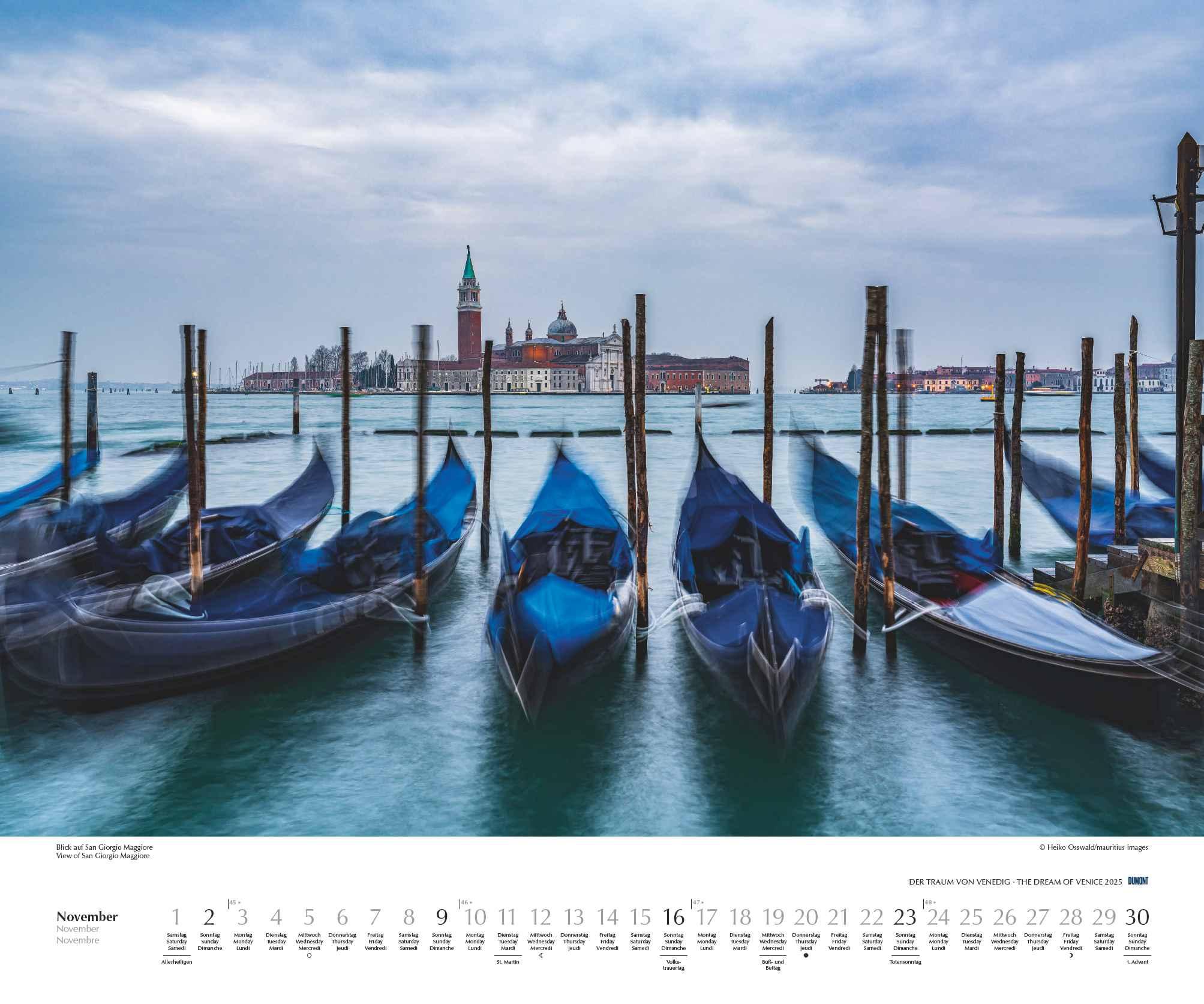 Beispielinhalt (Bild) Der Traum von Venedig 2025 - Wandkalender 60,0 x 50,0 cm - Spiralbindung