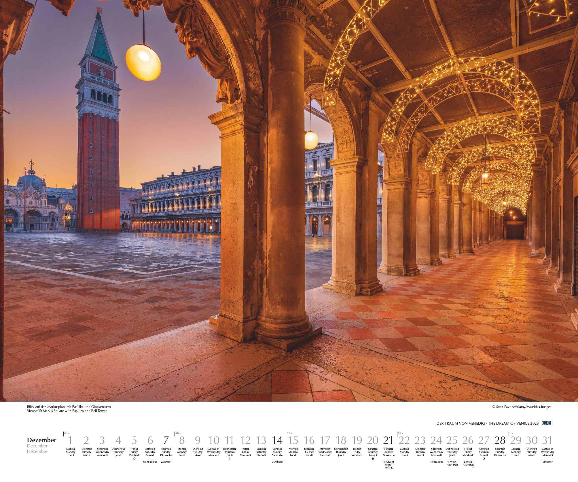 Beispielinhalt (Bild) Der Traum von Venedig 2025 - Wandkalender 60,0 x 50,0 cm - Spiralbindung