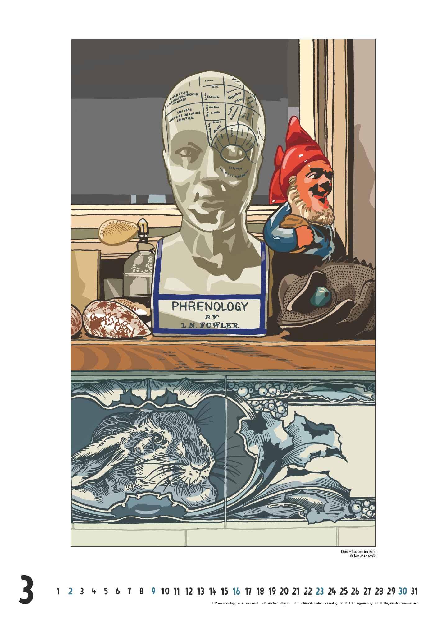 Beispielinhalt (Bild) Kat Menschik: Daheim - Posterkalender mit Illustrationen 2025 - Wand-Kalender von DUMONT - Format 50 x 70 cm