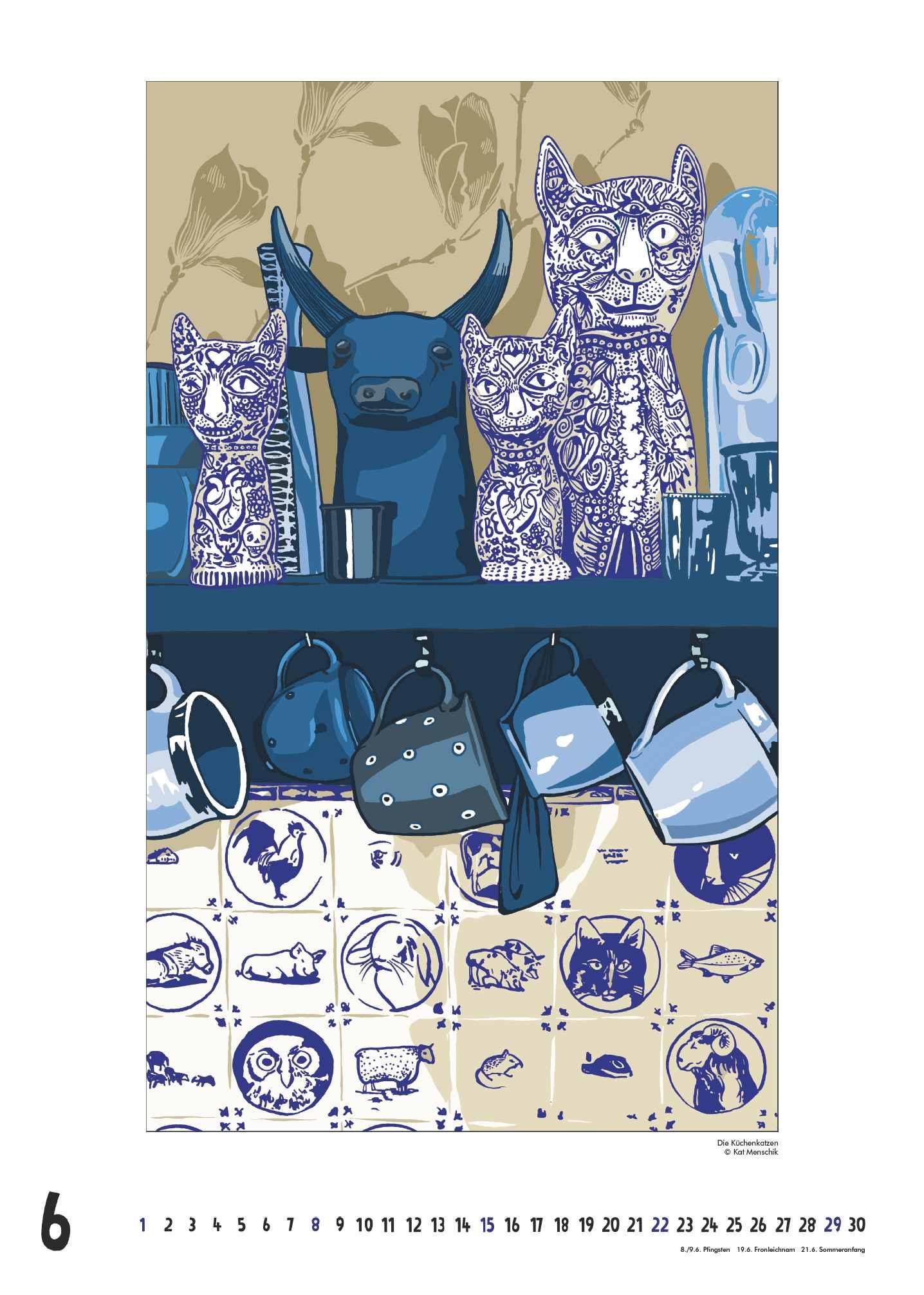 Beispielinhalt (Bild) Kat Menschik: Daheim - Posterkalender mit Illustrationen 2025 - Wand-Kalender von DUMONT - Format 50 x 70 cm