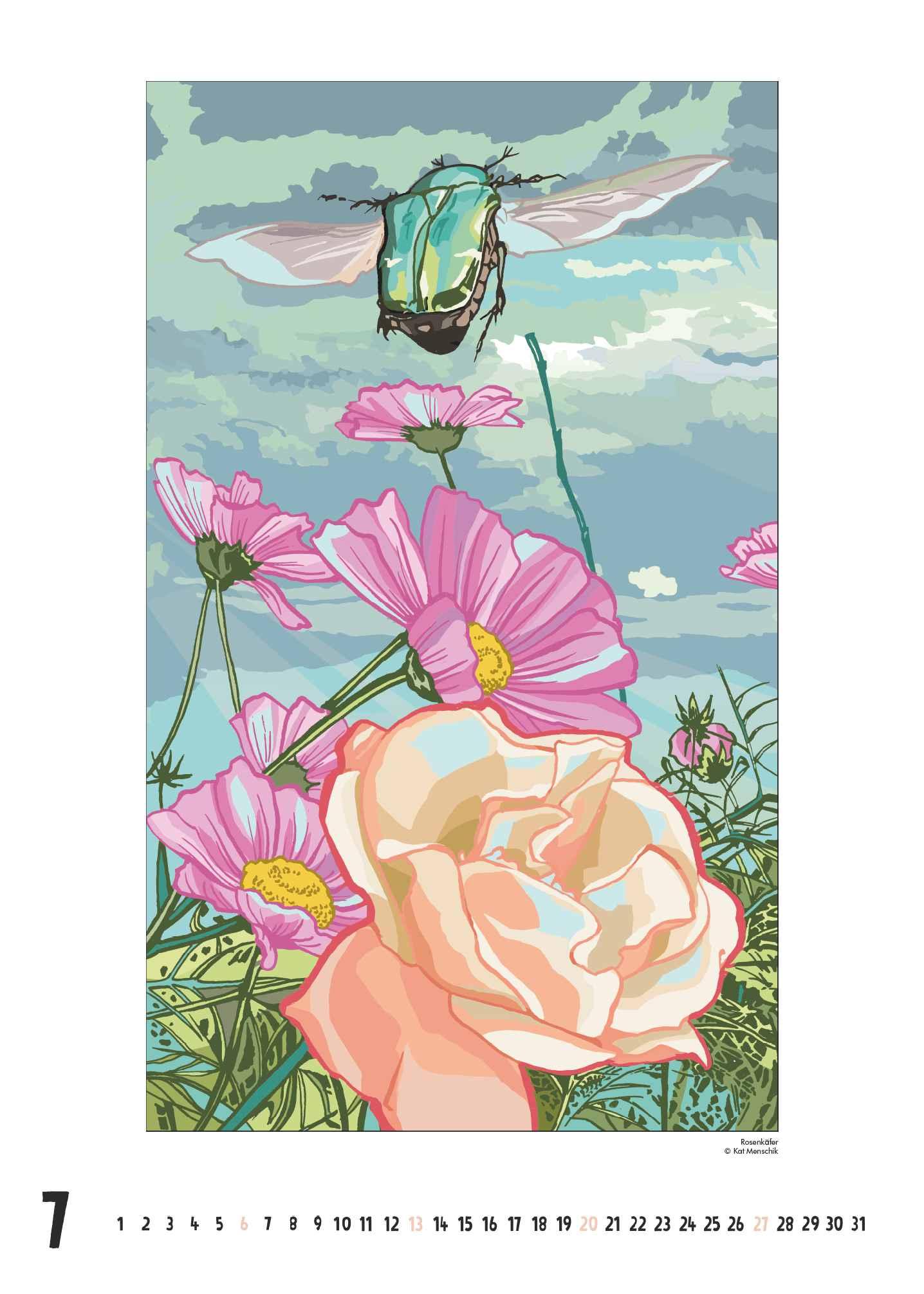 Beispielinhalt (Bild) Kat Menschik: Daheim - Posterkalender mit Illustrationen 2025 - Wand-Kalender von DUMONT - Format 50 x 70 cm