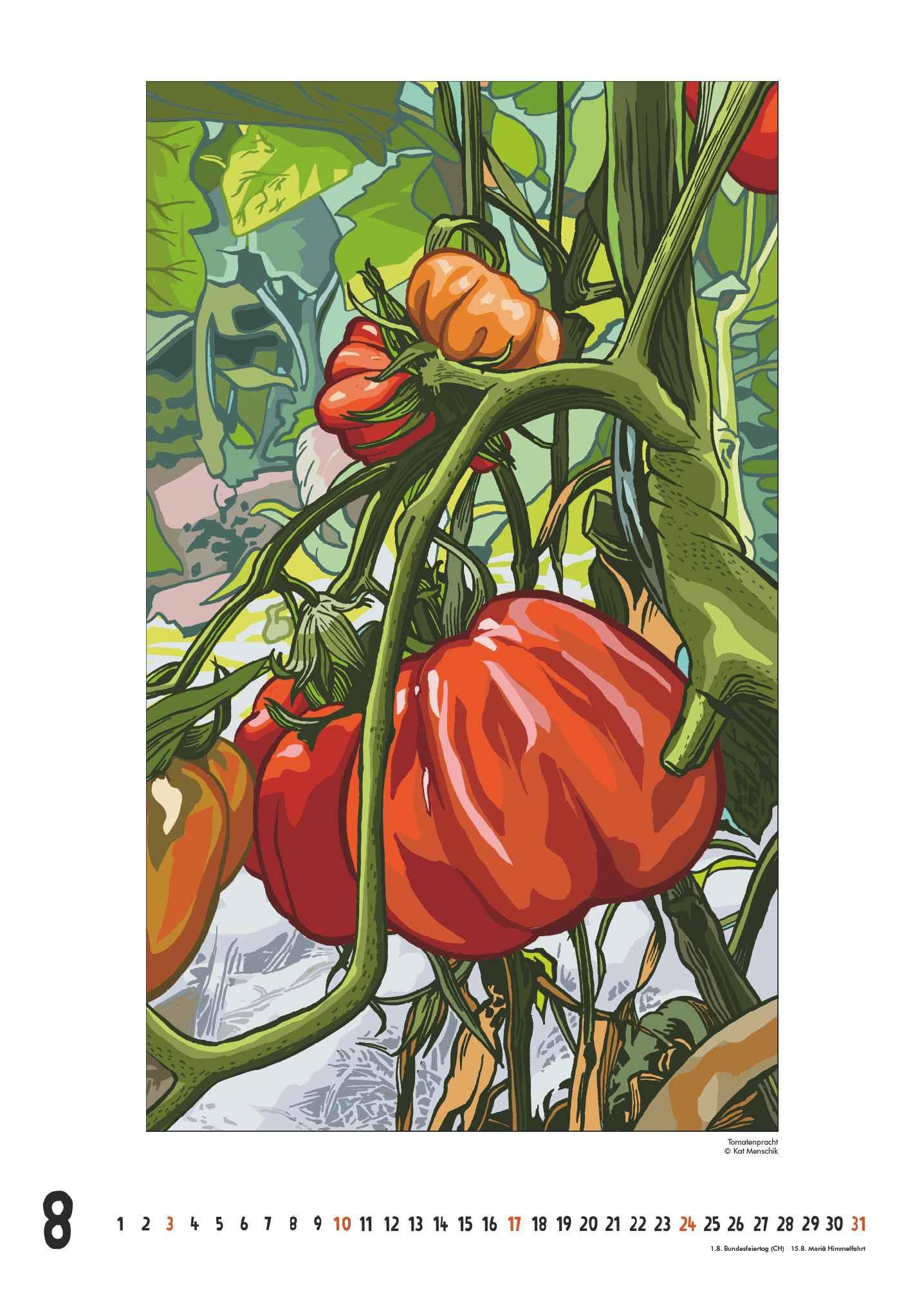 Beispielinhalt (Bild) Kat Menschik: Daheim - Posterkalender mit Illustrationen 2025 - Wand-Kalender von DUMONT - Format 50 x 70 cm