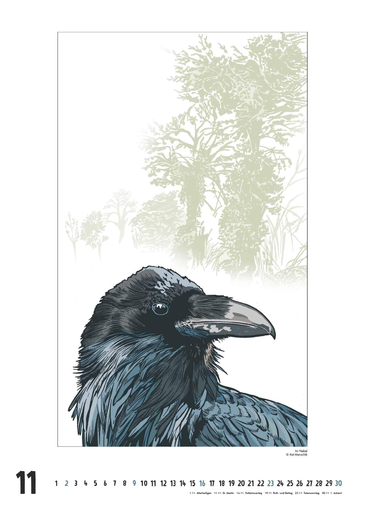 Beispielinhalt (Bild) Kat Menschik: Daheim - Posterkalender mit Illustrationen 2025 - Wand-Kalender von DUMONT - Format 50 x 70 cm