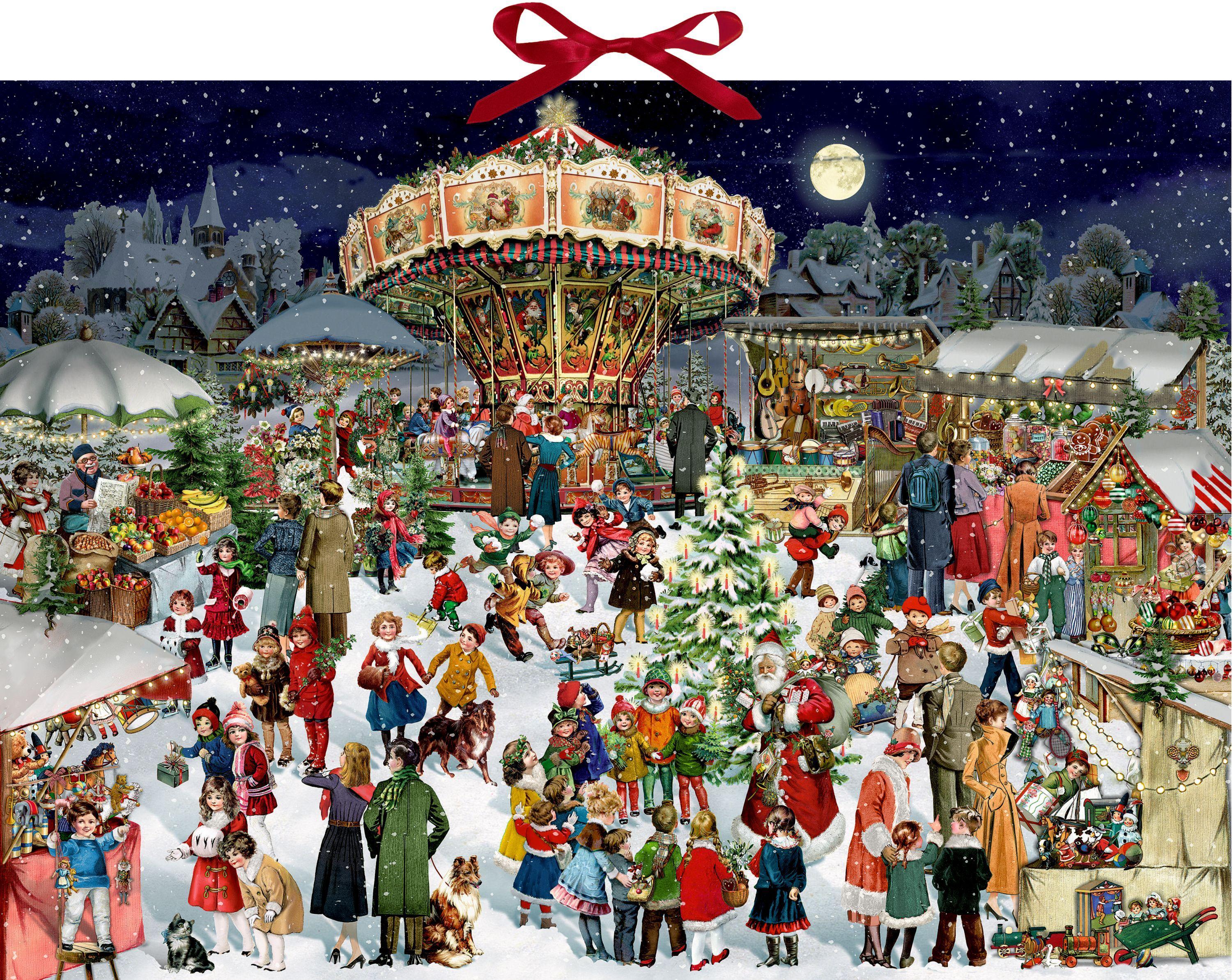 Vorderes Coverbild Wand-Adventskalender - Nostalgischer Weihnachtsmarkt