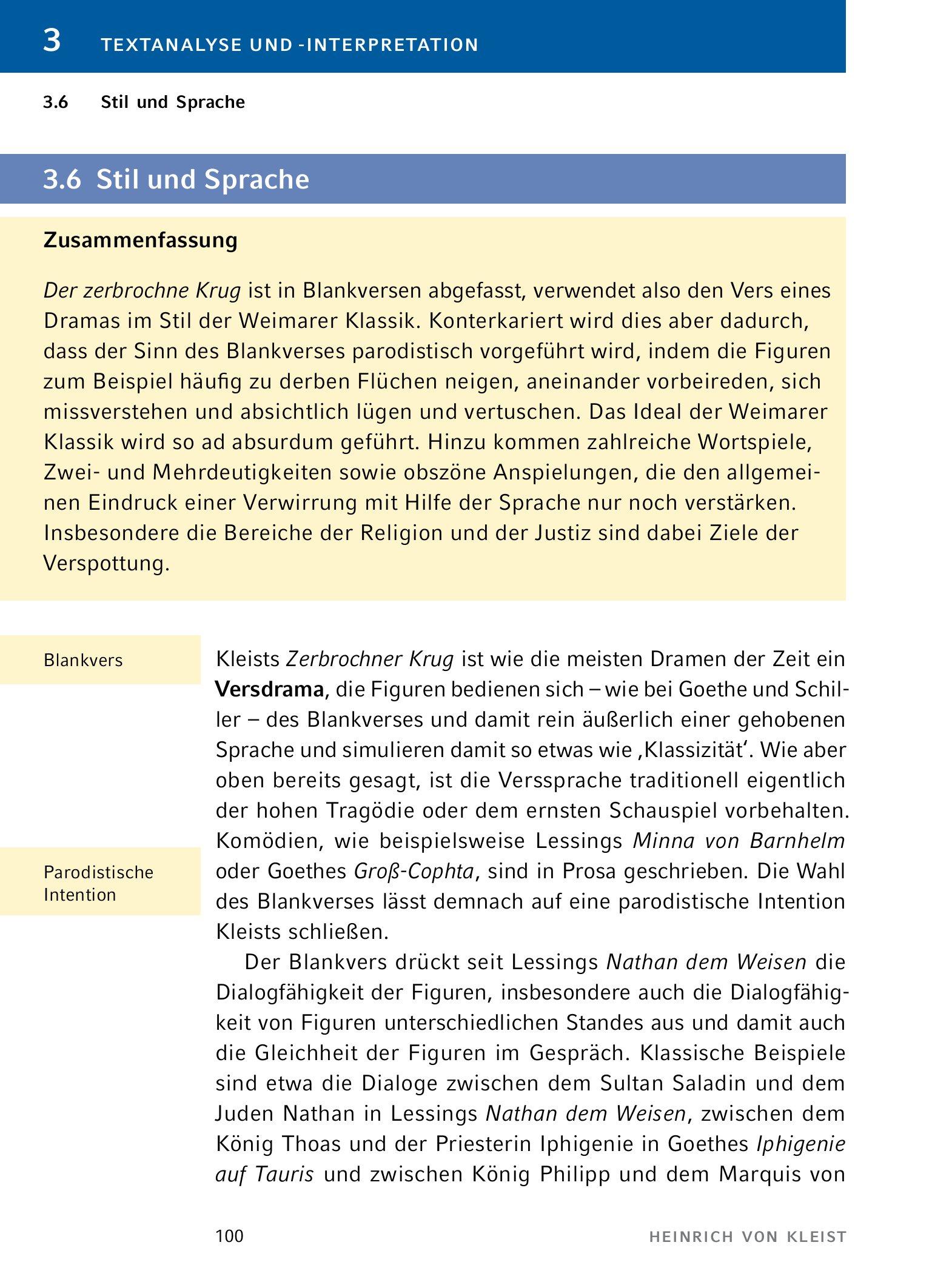 Beispielinhalt (Bild) Der zerbrochne Krug von Heinrich von Kleist. - Textanalyse und Interpretation
