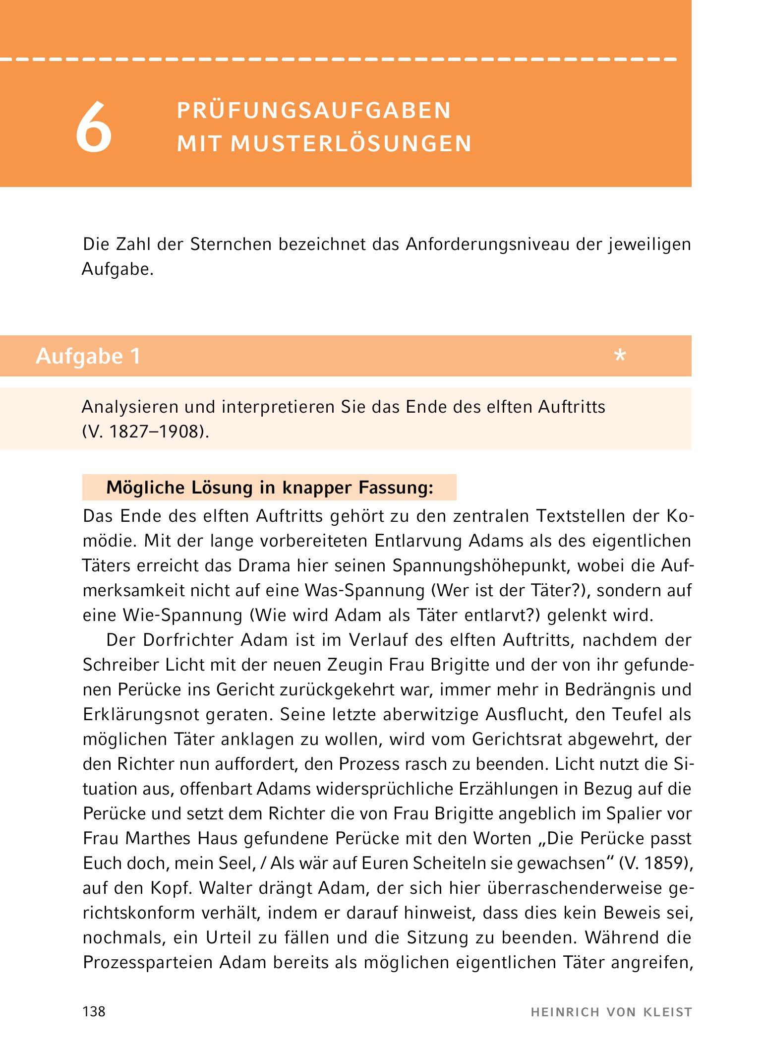 Beispielinhalt (Bild) Der zerbrochne Krug von Heinrich von Kleist. - Textanalyse und Interpretation