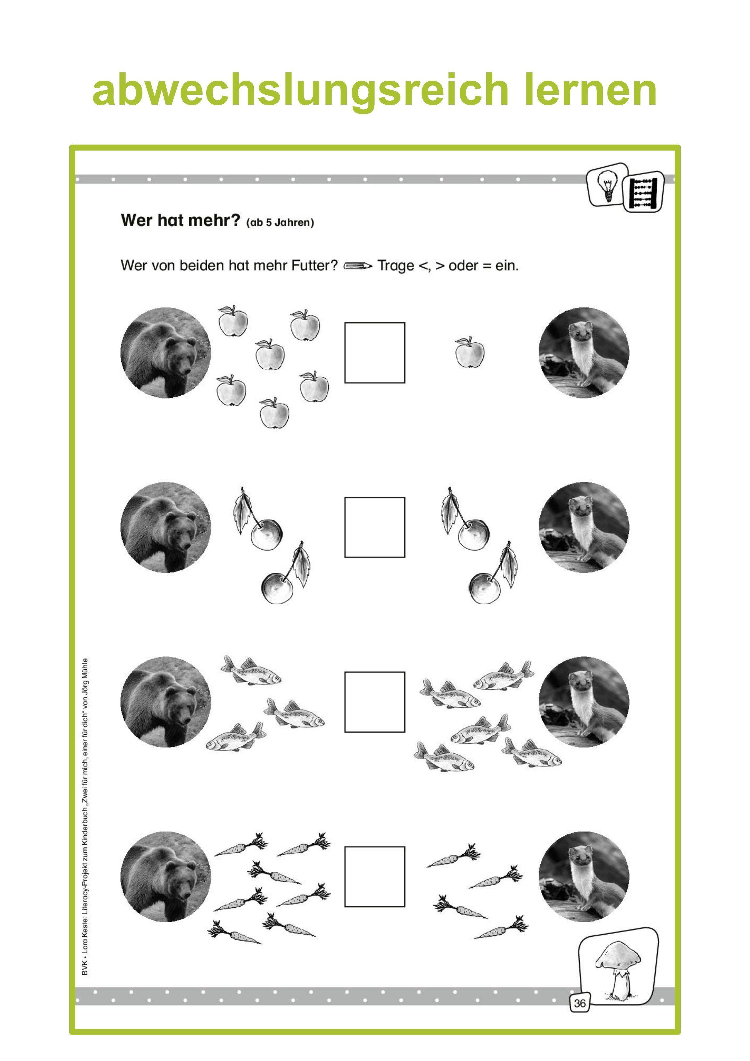 Beispielinhalt (Bild) Literacy-Projekt zum Kinderbuch Zwei für mich, einer für dich