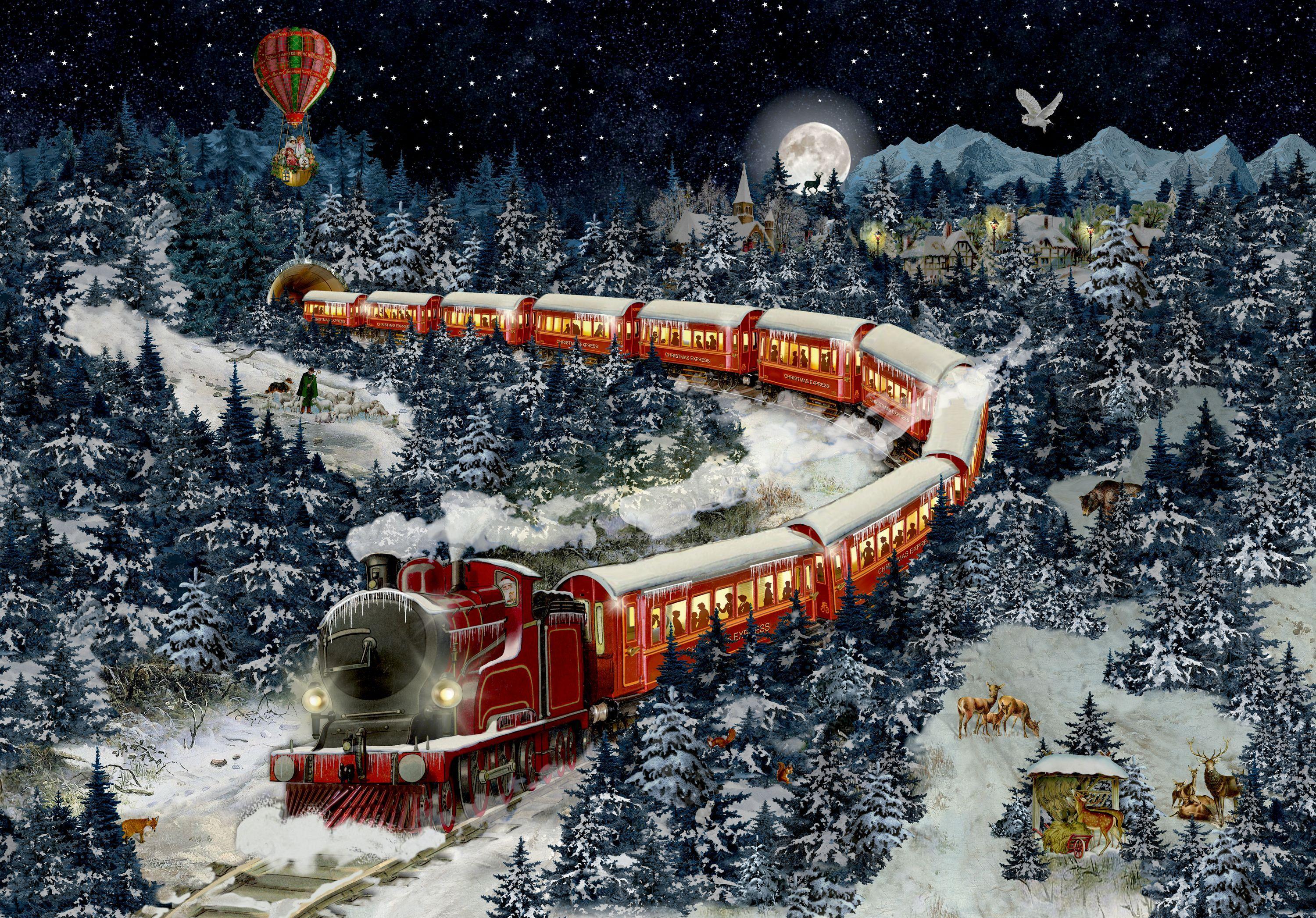 Beispielinhalt (Bild) Puzzle-Adventskalender - Weihnachtsexpress