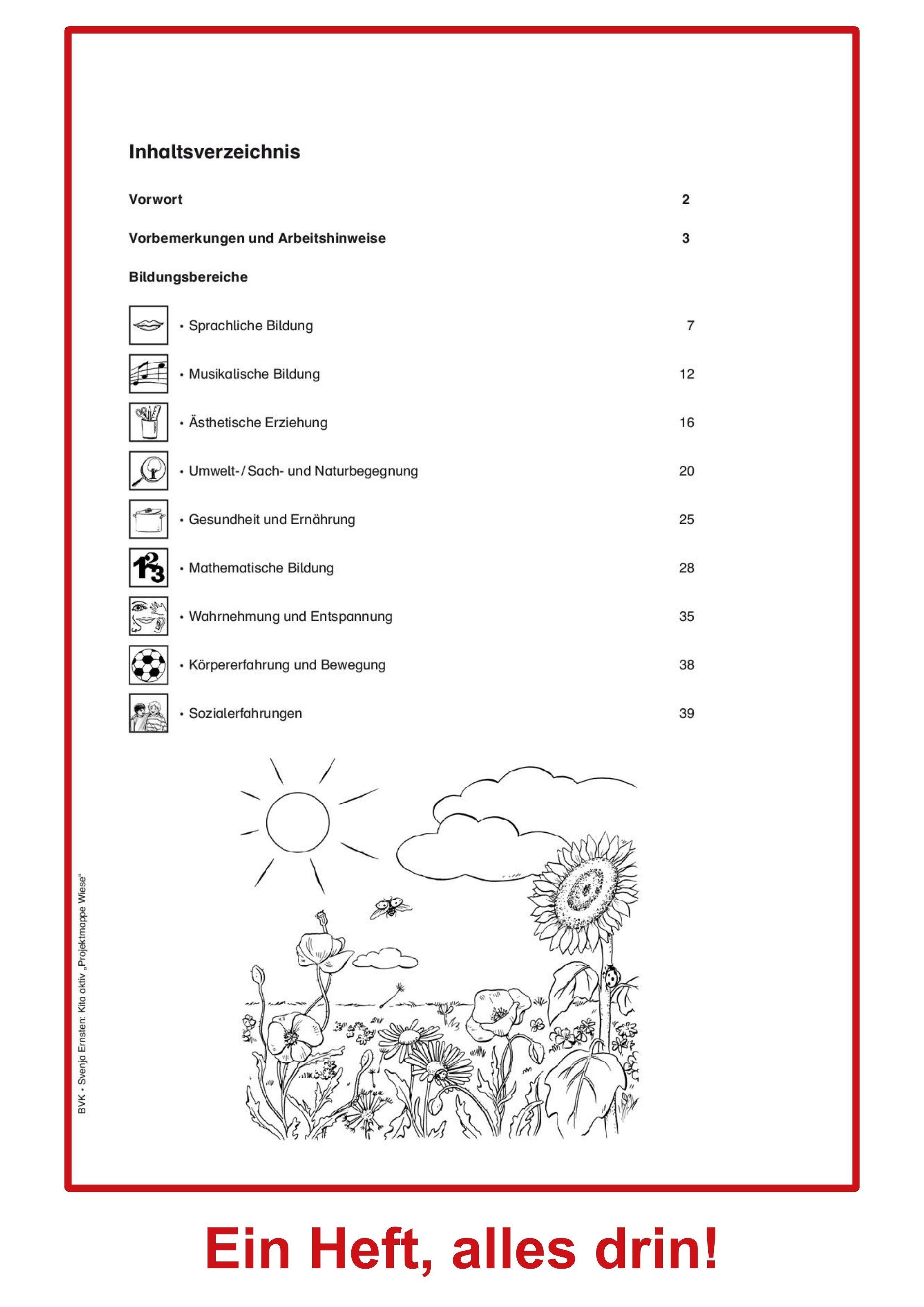 Beispielinhalt (Bild) Kita aktiv Projektmappe Wiese