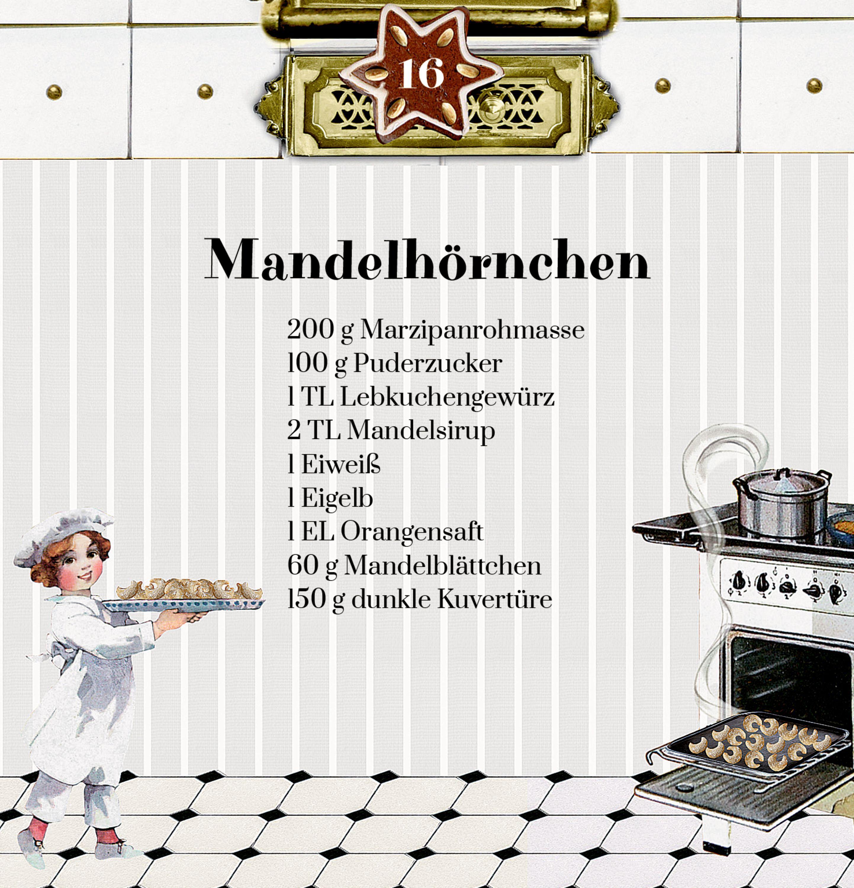 Beispielinhalt (Bild) Zettel-Adventskalender - Nostalgische Weihnachtsbäckerei