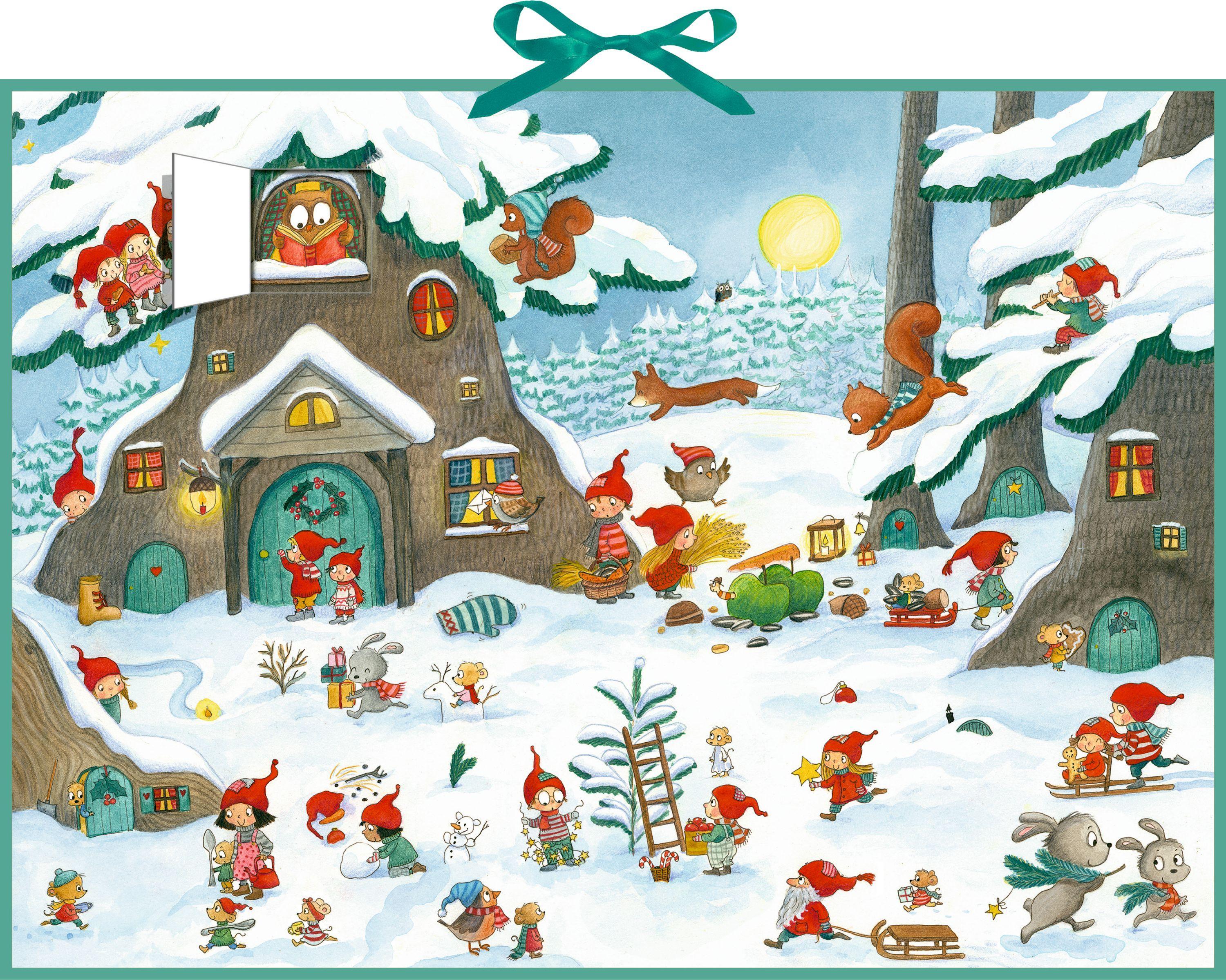 Vorderes Coverbild Wand-Adventskalender - Im Wichtel-Winterwald
