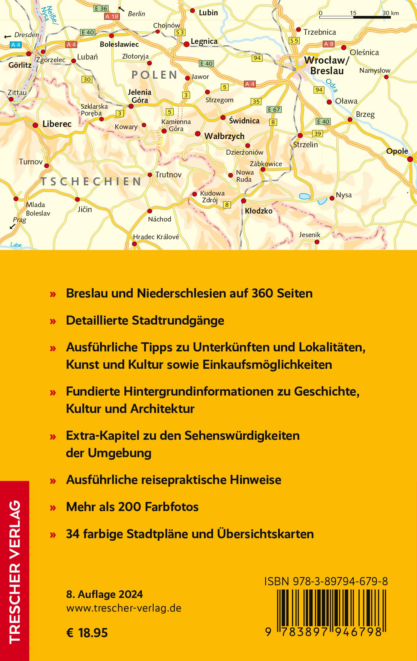 Rückseitencover TRESCHER Reiseführer Breslau und Niederschlesien