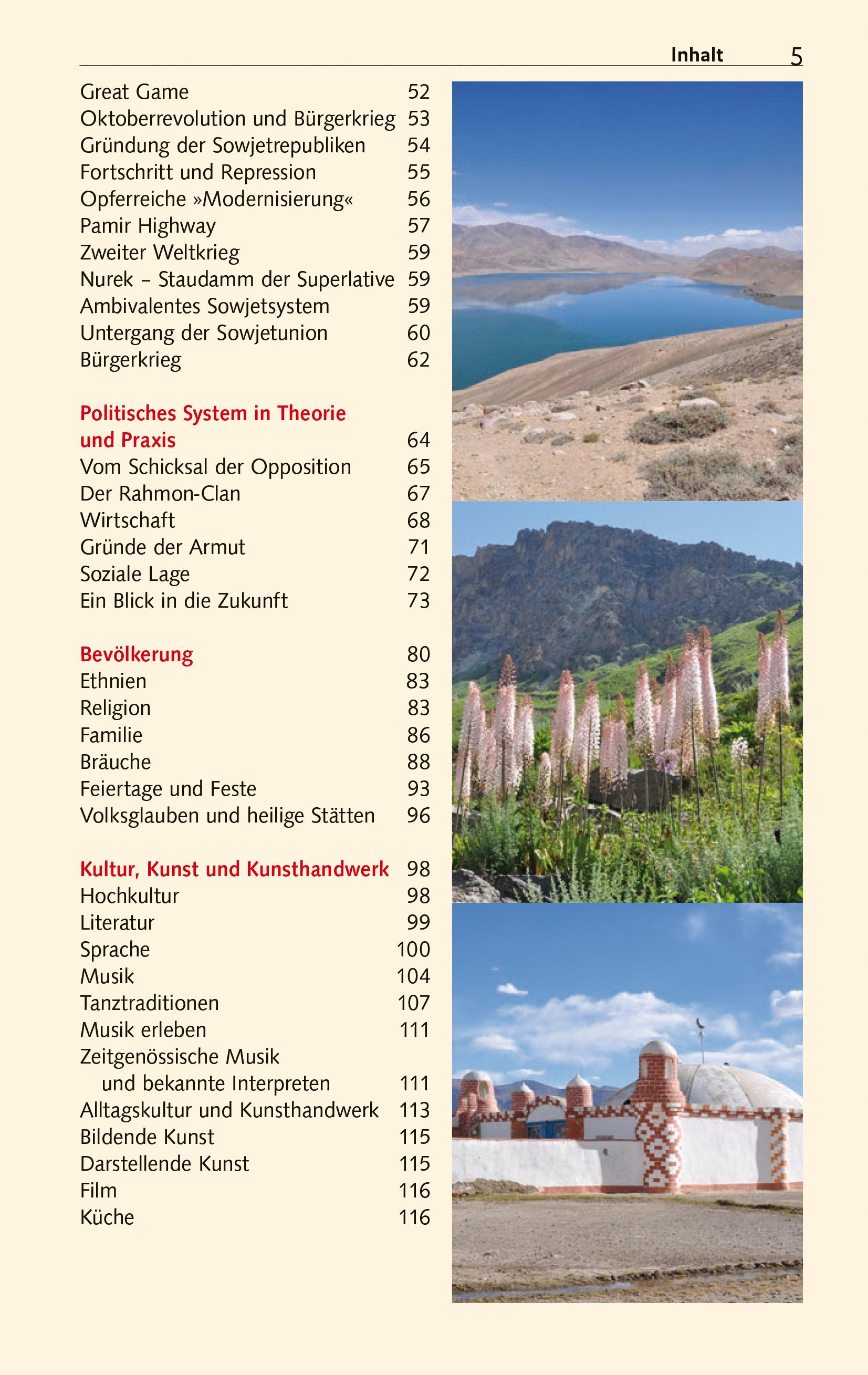 Beispielinhalt (Bild) TRESCHER Reiseführer Tadschikistan