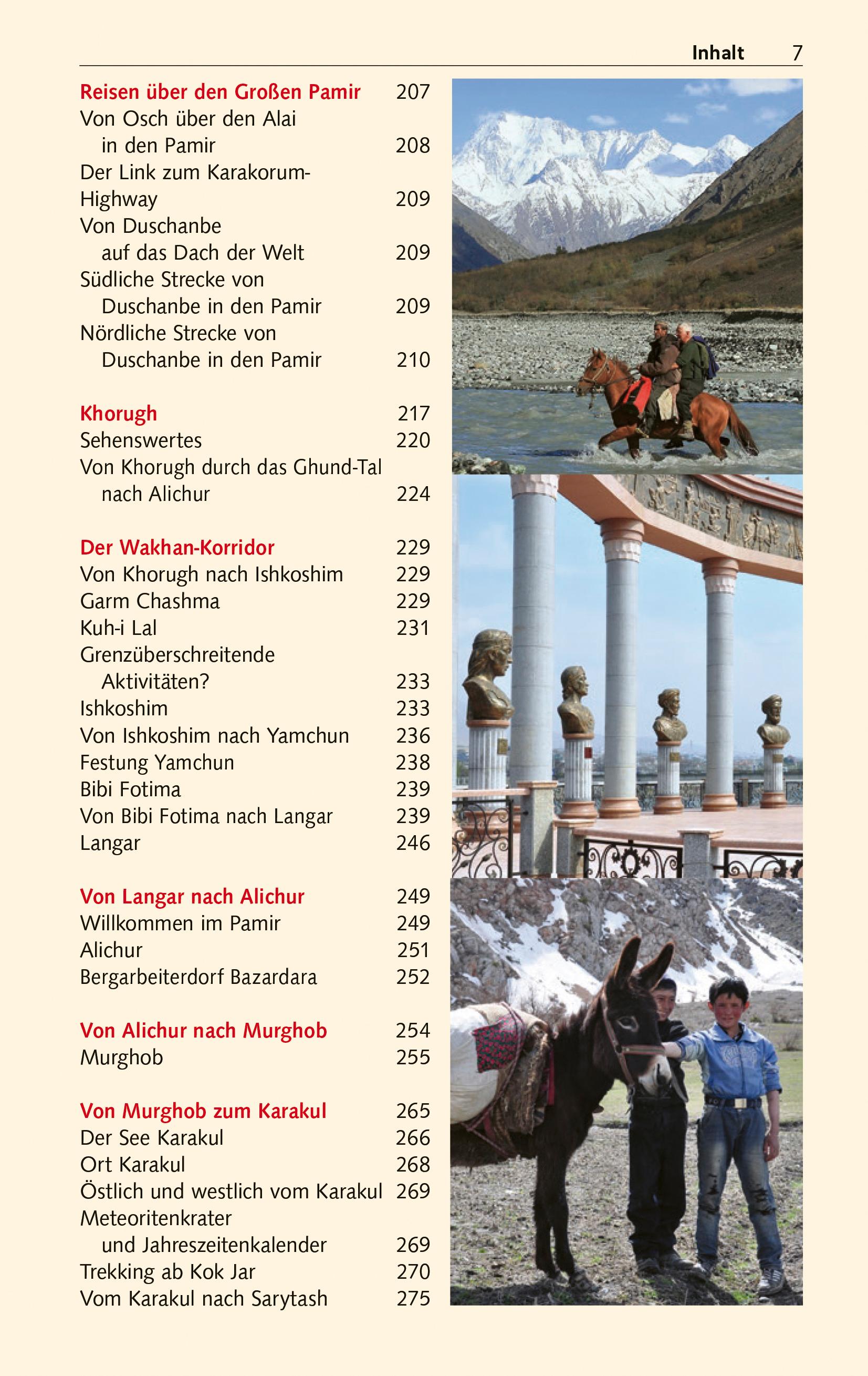 Beispielinhalt (Bild) TRESCHER Reiseführer Tadschikistan