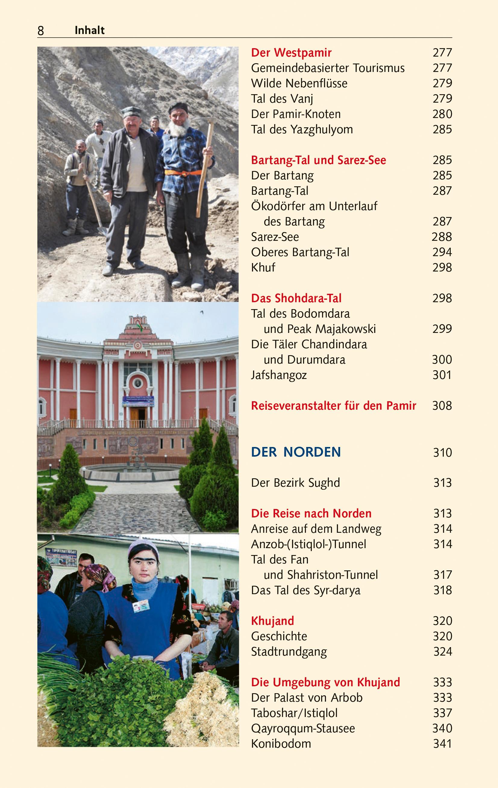 Beispielinhalt (Bild) TRESCHER Reiseführer Tadschikistan