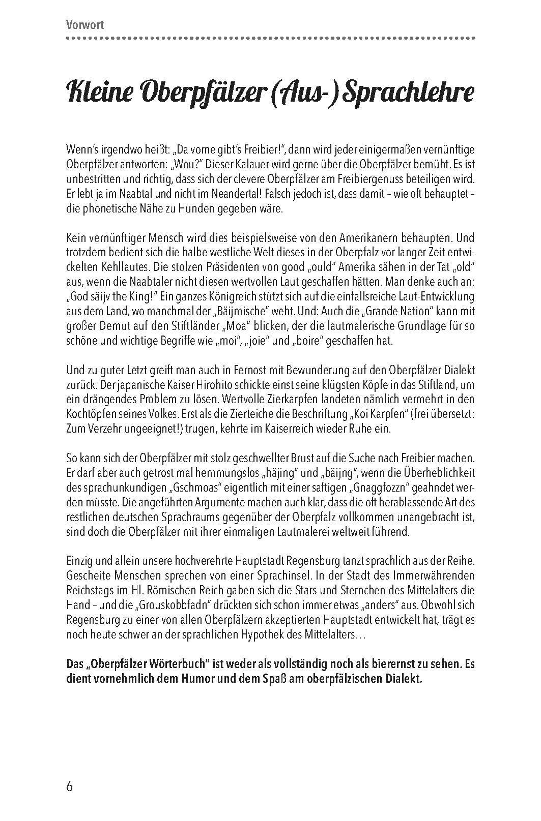 Beispielinhalt (Bild) Oberpfälzer Wörterbuch