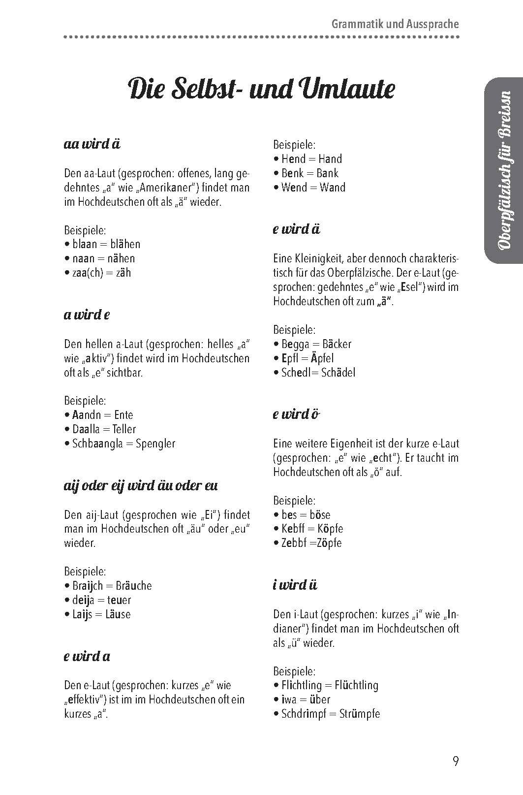 Beispielinhalt (Bild) Oberpfälzer Wörterbuch