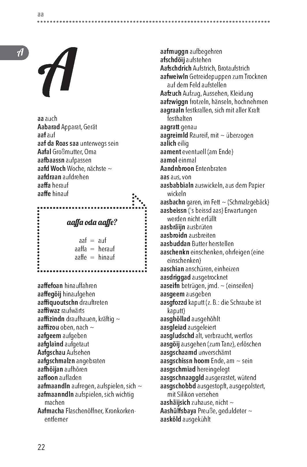 Beispielinhalt (Bild) Oberpfälzer Wörterbuch
