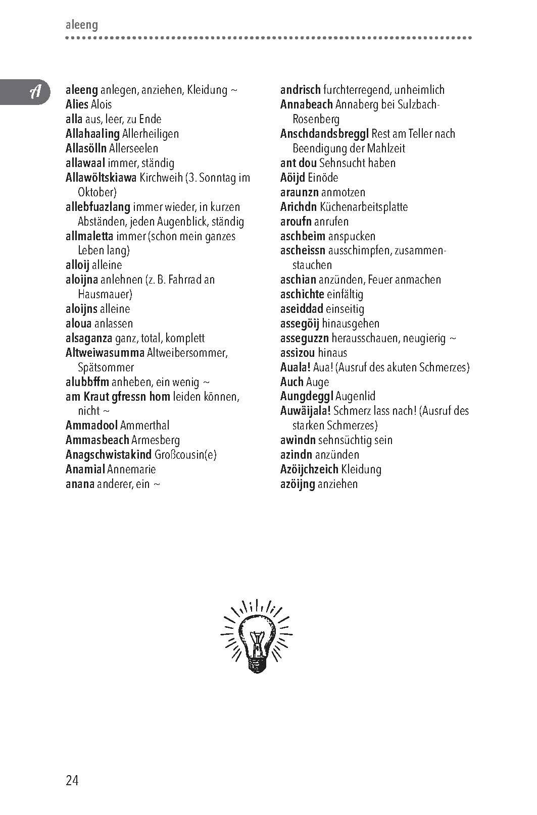 Beispielinhalt (Bild) Oberpfälzer Wörterbuch