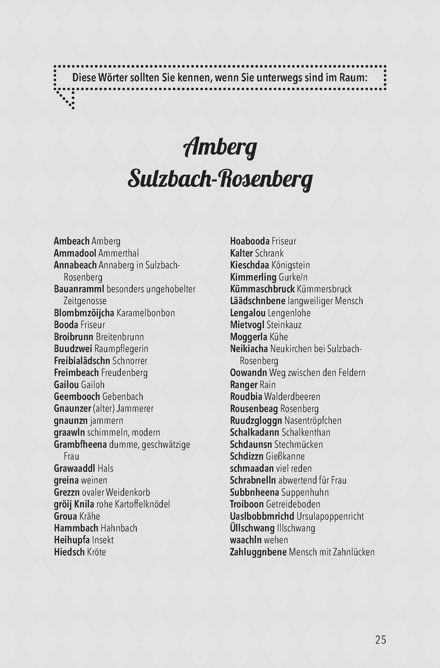 Beispielinhalt (Bild) Oberpfälzer Wörterbuch