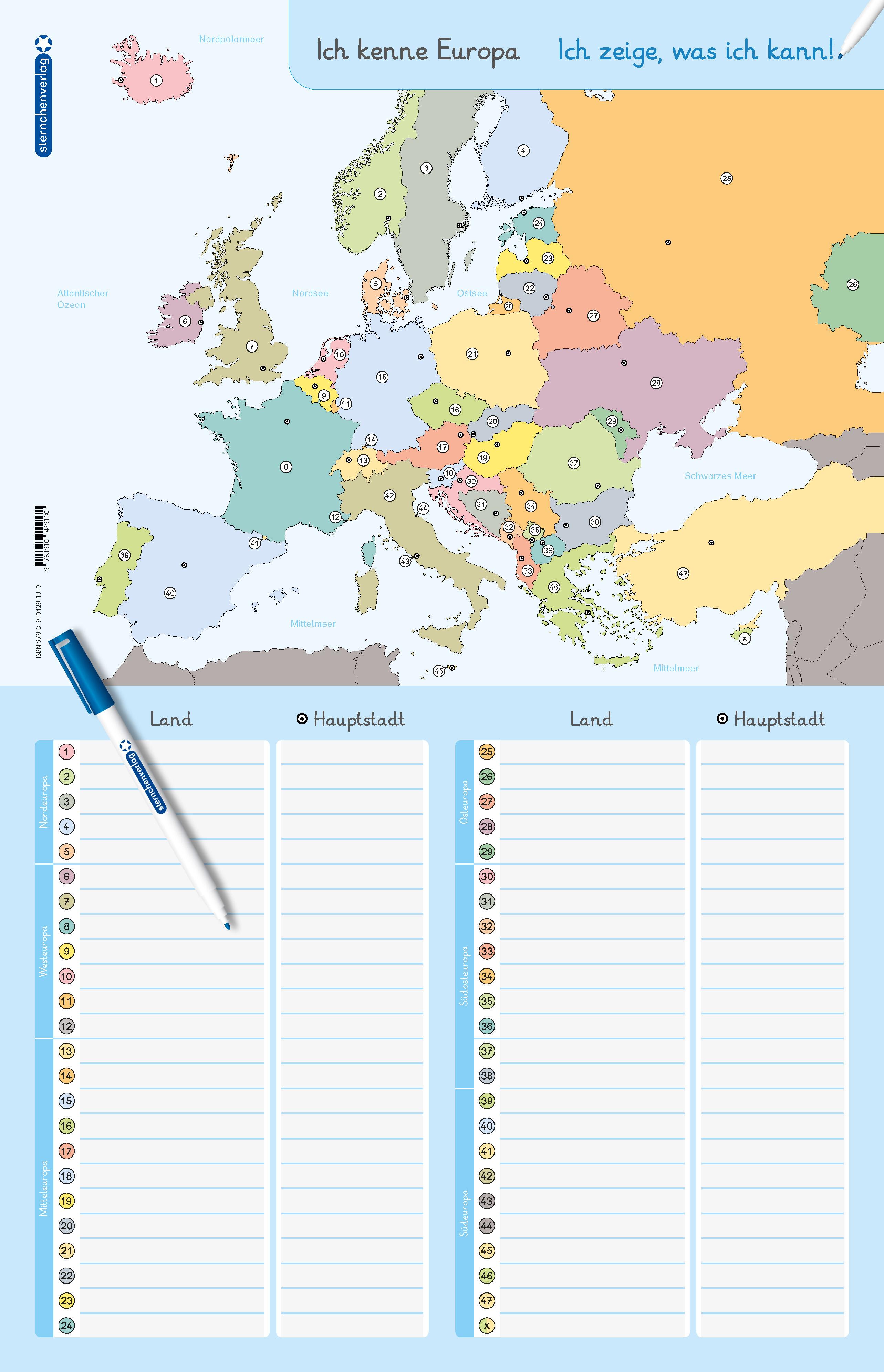 Vorderes Coverbild Ich kenne Europa - Länder und Hauptstädte - Lerntafel mit Stift