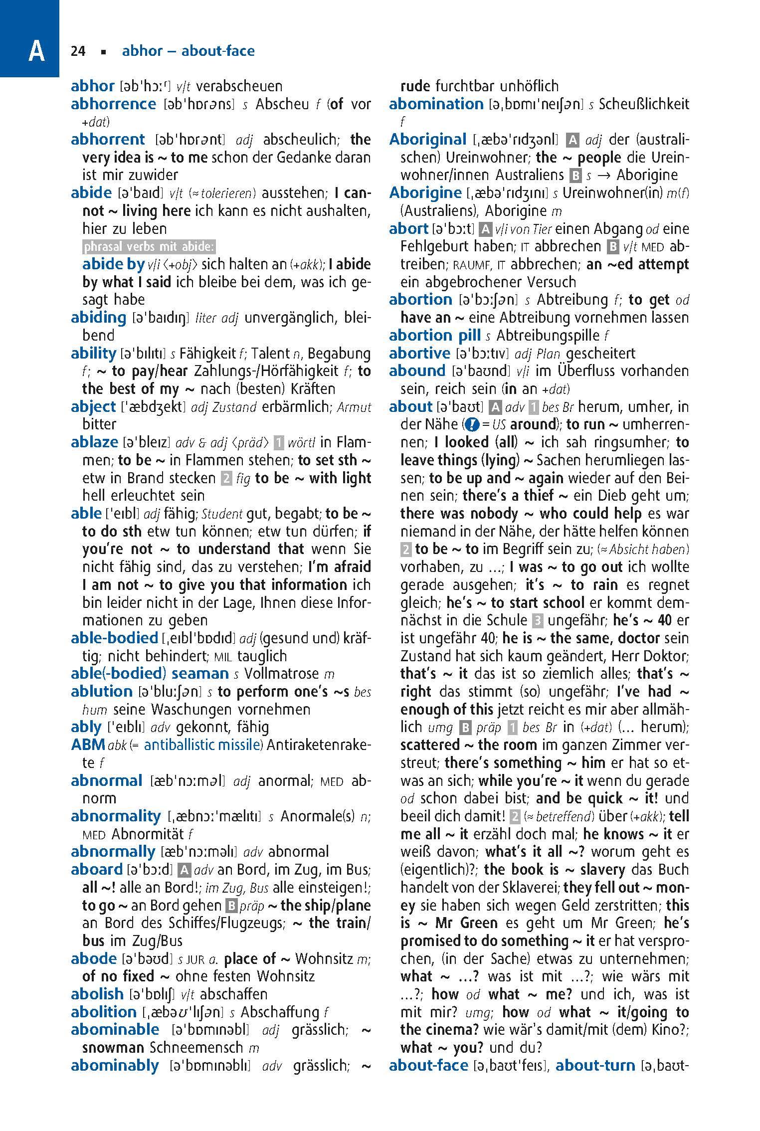 Beispielinhalt (Bild) Langenscheidt Großes Schulwörterbuch Plus Englisch