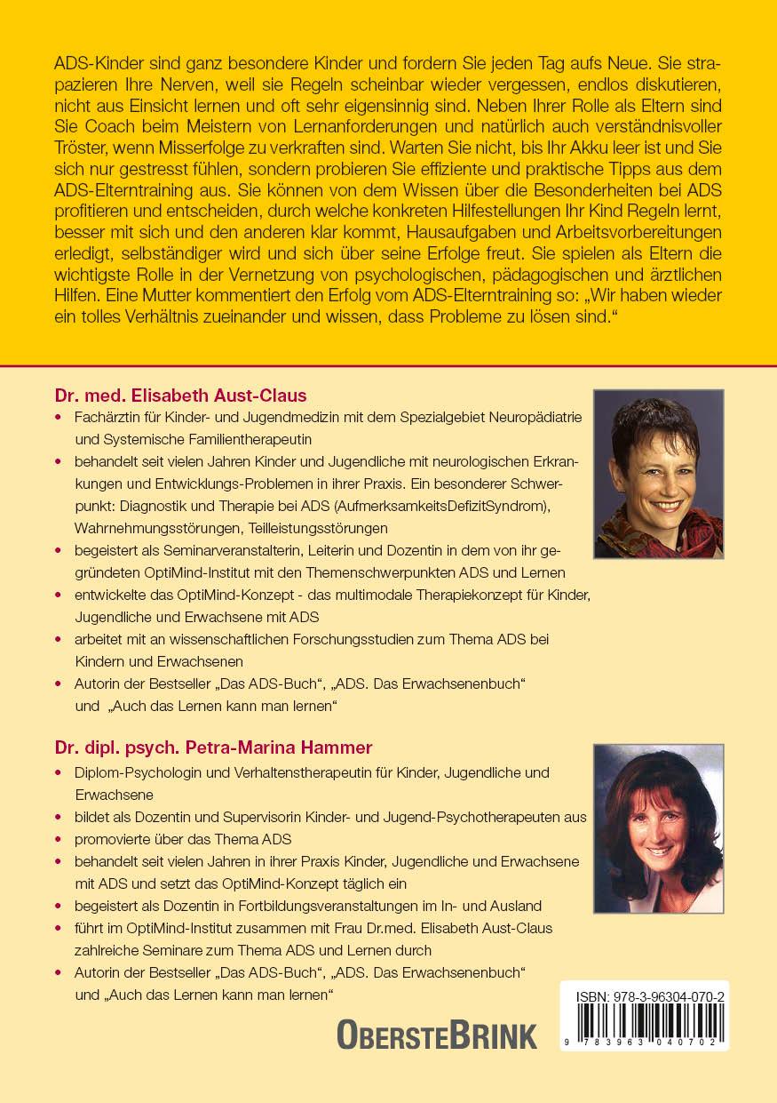 Rückseitencover ADS. Eltern als Coach.