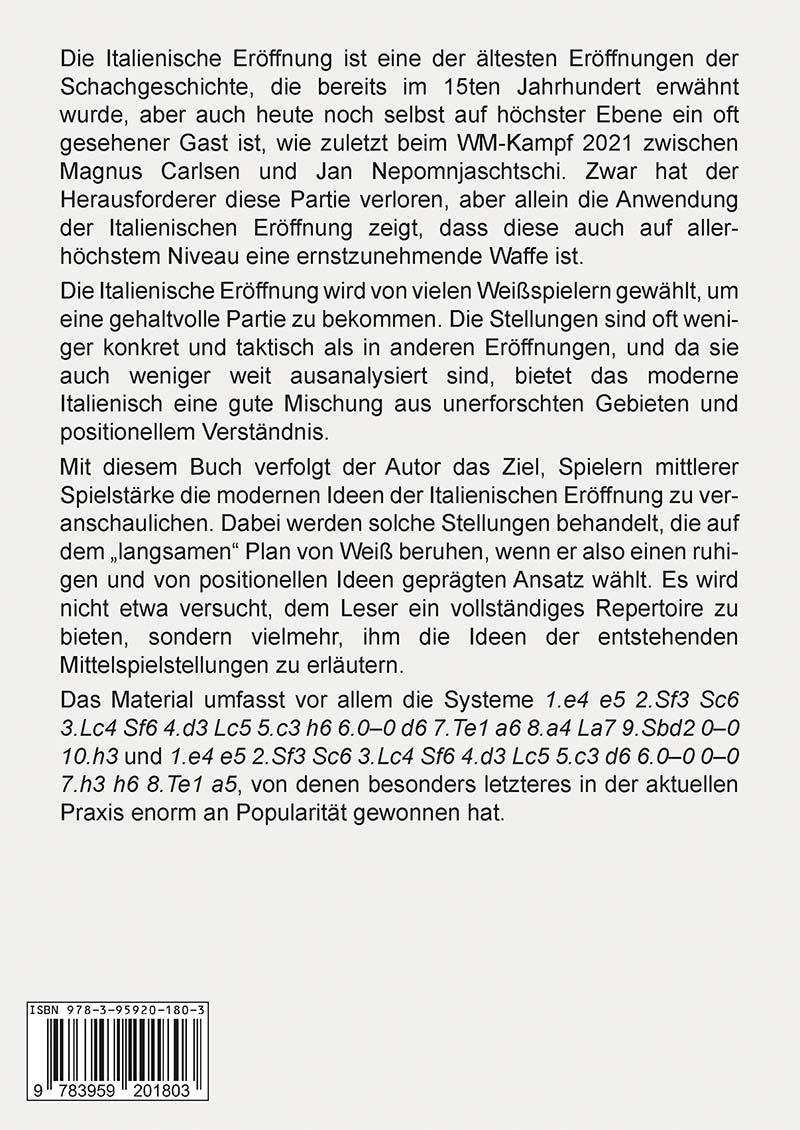 Rückseitencover Italienische Eröffnung für Weiß
