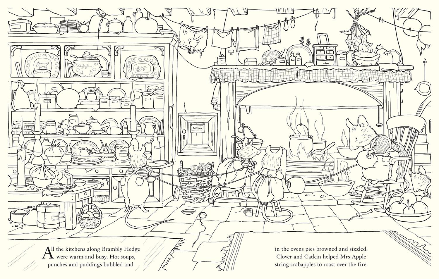 Beispielinhalt (Bild) Brambly Hedge: Festive Coloring Book