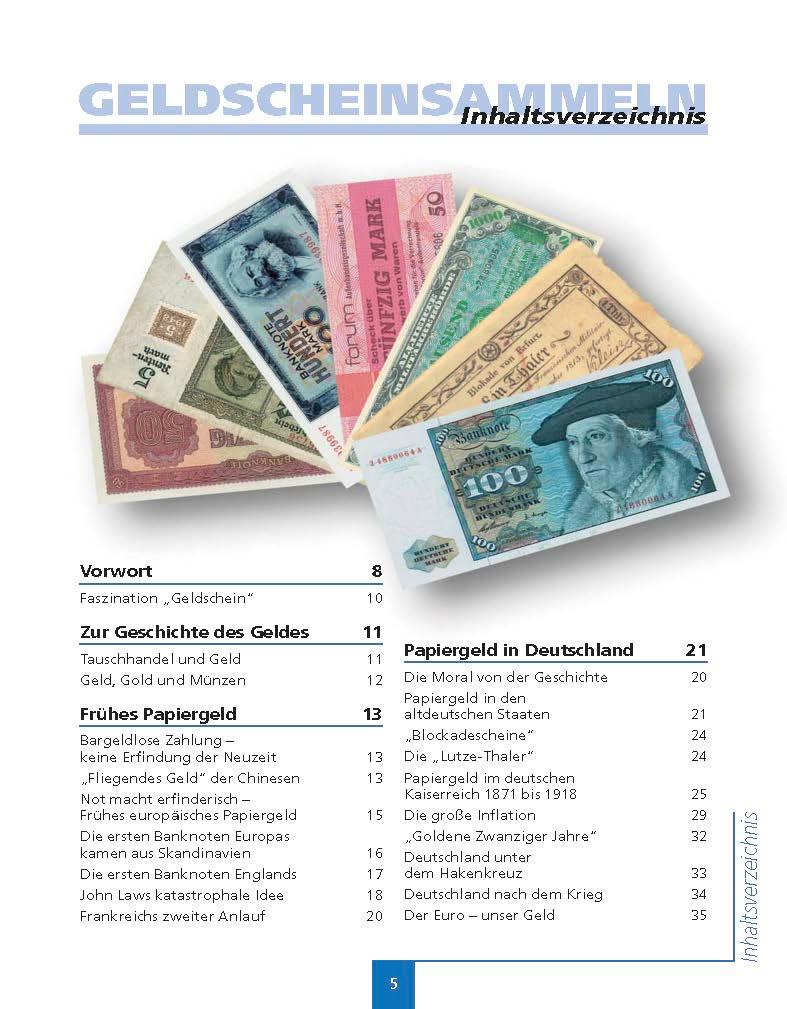 Beispielinhalt (Bild) Handbuch Geldscheinsammeln