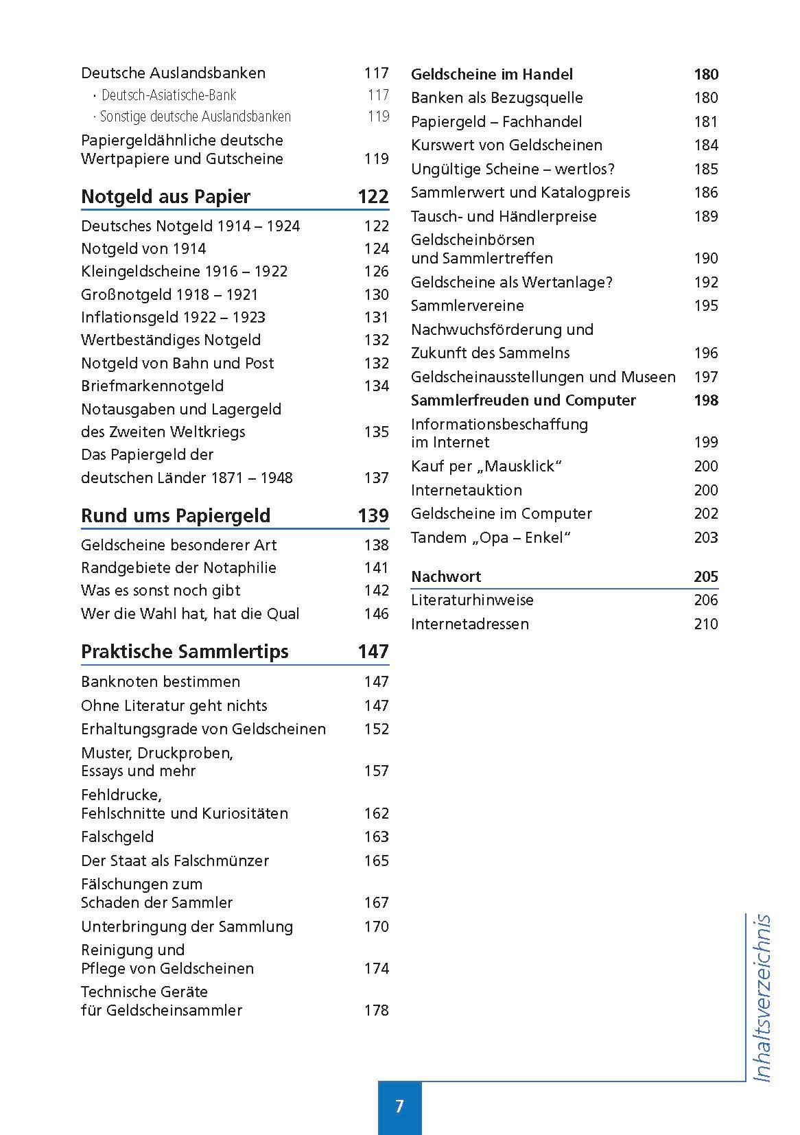 Beispielinhalt (Bild) Handbuch Geldscheinsammeln