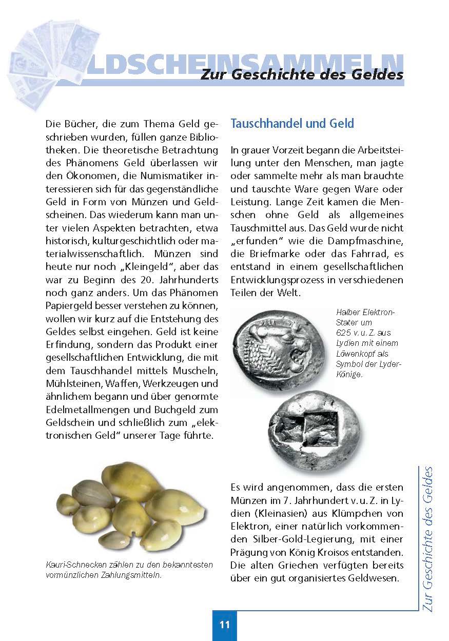 Beispielinhalt (Bild) Handbuch Geldscheinsammeln