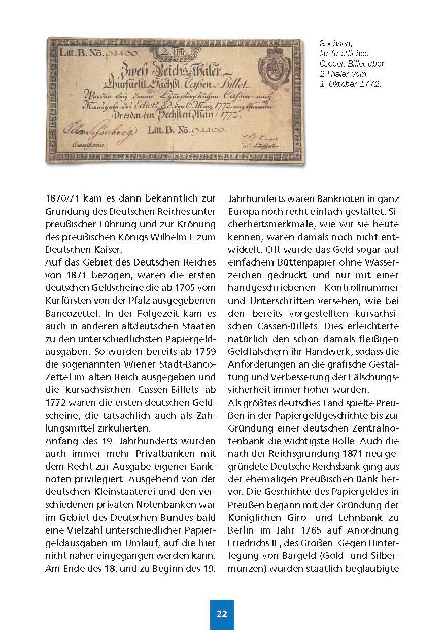 Beispielinhalt (Bild) Handbuch Geldscheinsammeln