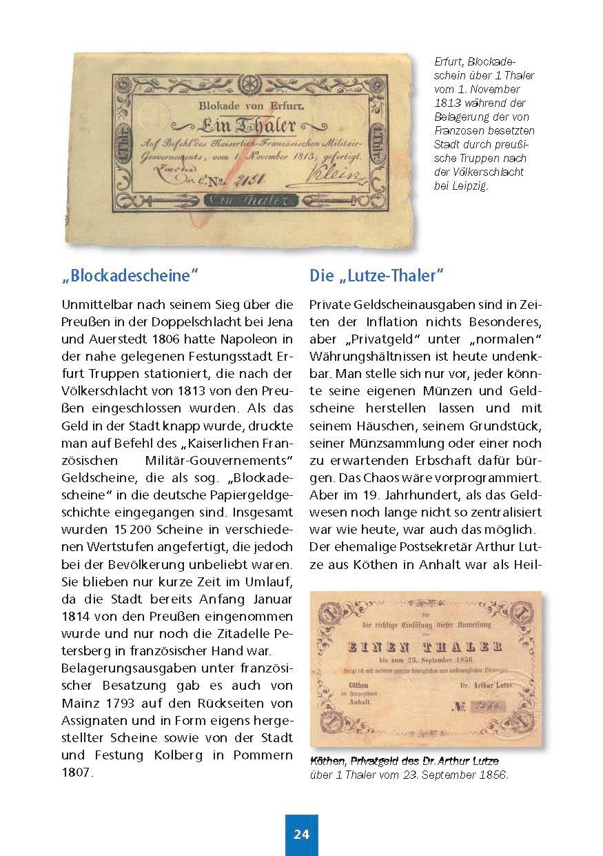 Beispielinhalt (Bild) Handbuch Geldscheinsammeln