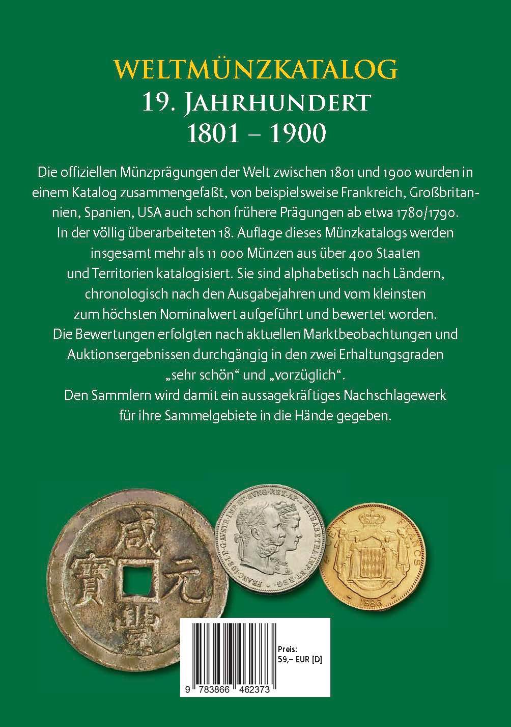 Rückseitencover Weltmünzkatalog 19. Jahrhundert