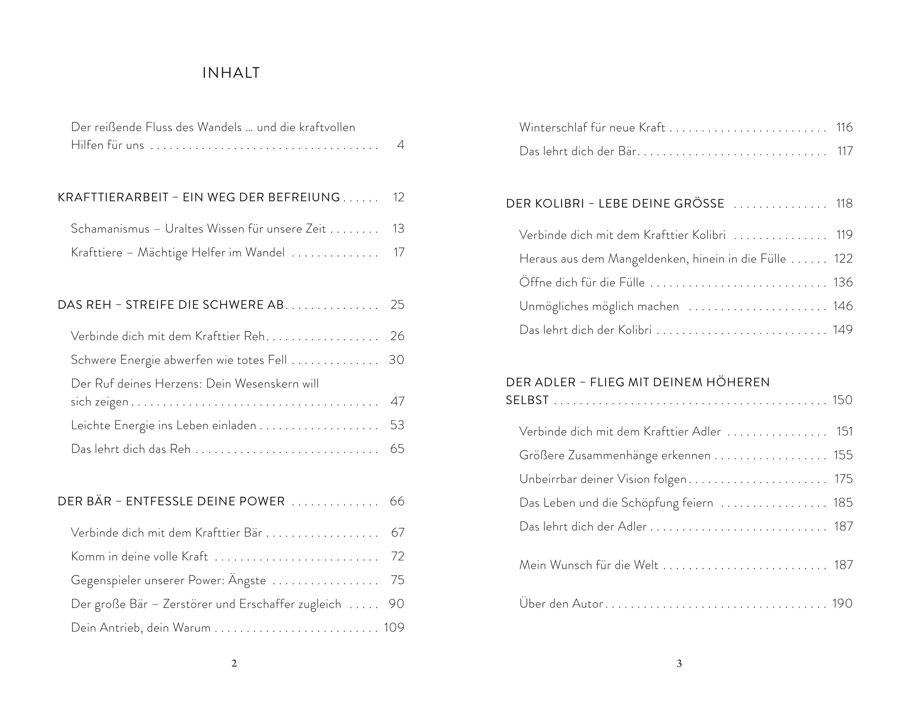 Beispielinhalt (Bild) Die Gaben der 4 Krafttiere