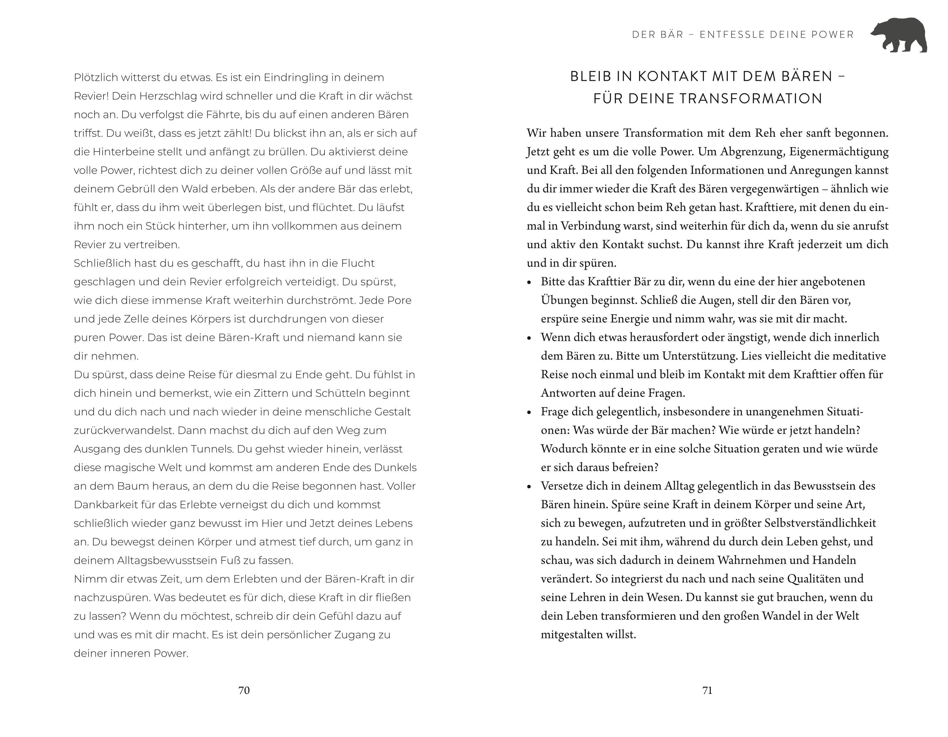 Beispielinhalt (Bild) Die Gaben der 4 Krafttiere