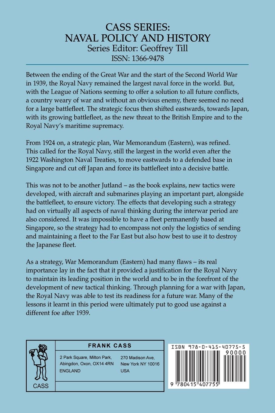 Rückseitencover Royal Navy Strategy in the Far East 1919-1939