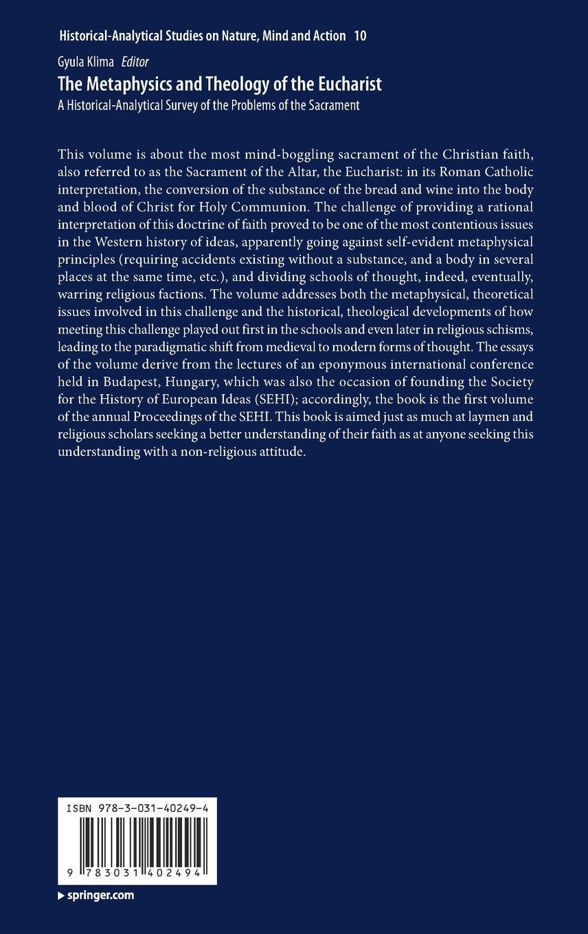 Rückseitencover The Metaphysics and Theology of the Eucharist