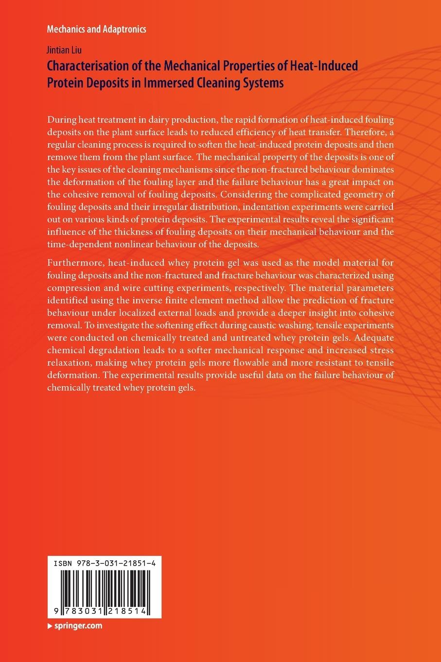 Rückseitencover Characterisation of the Mechanical Properties of Heat-Induced Protein Deposits in Immersed Cleaning Systems