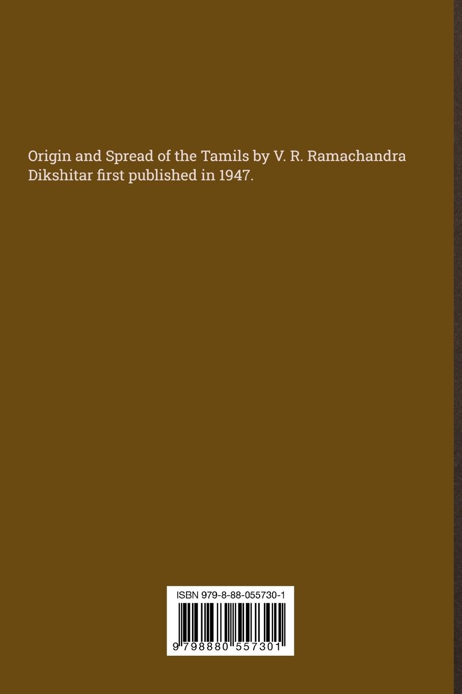 Rückseitencover Origin and Spread of the Tamils