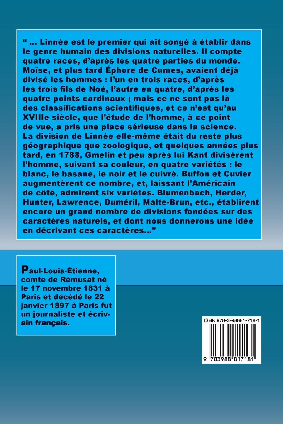 Rückseitencover Des races humaines