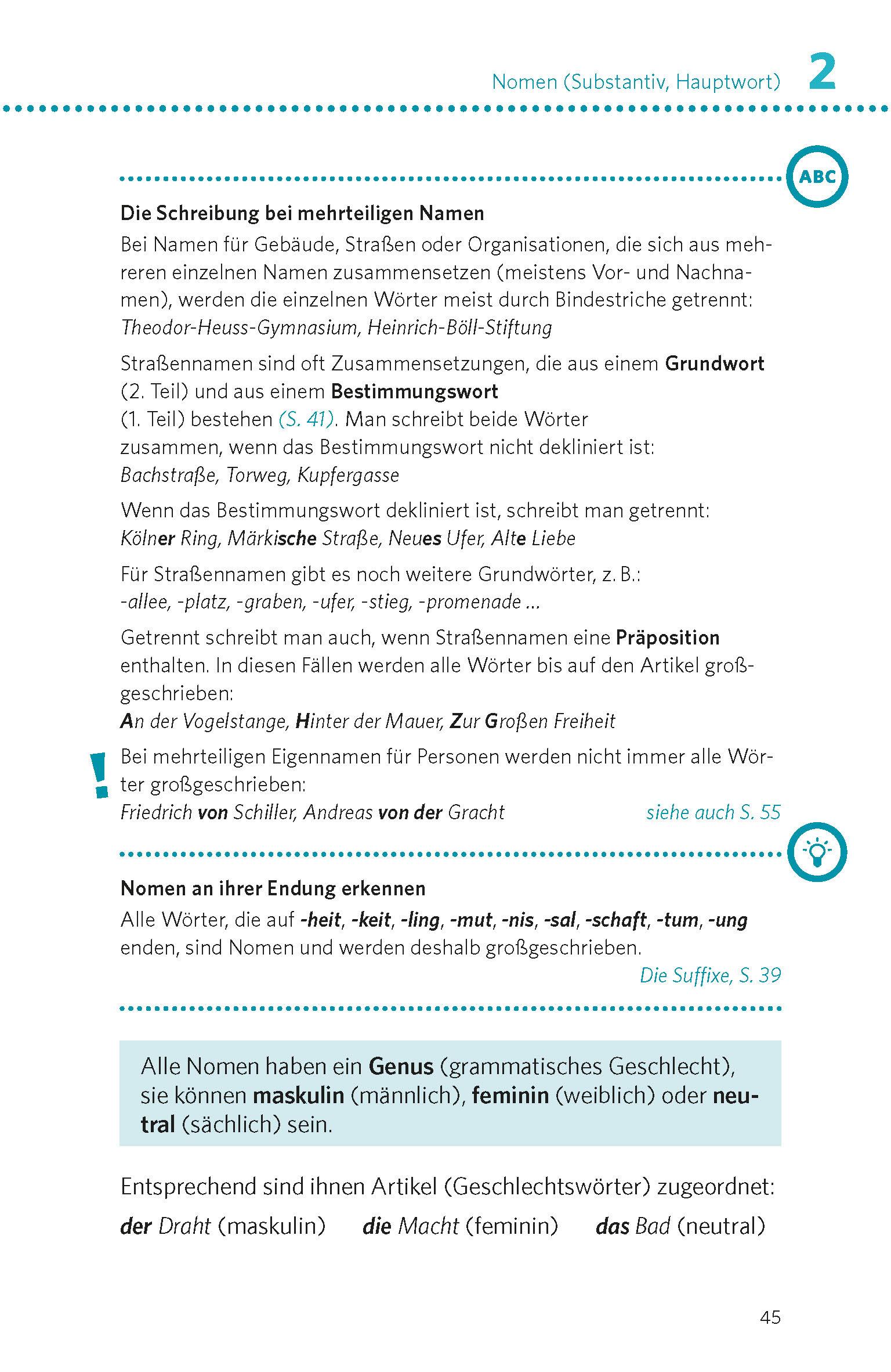 Beispielinhalt (Bild) PONS Deutsche Grammatik & Rechtschreibung