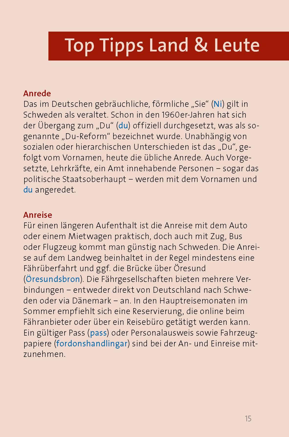 Beispielinhalt (Bild) Langenscheidt Sprachführer Schwedisch