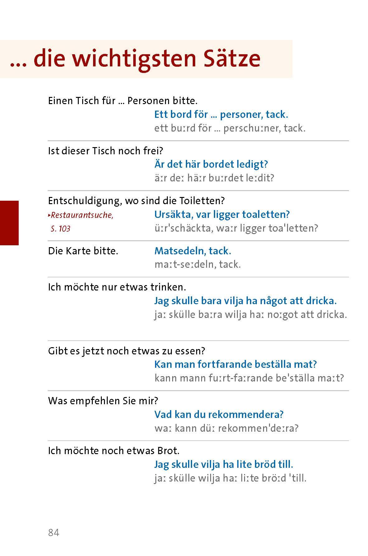 Beispielinhalt (Bild) Langenscheidt Sprachführer Schwedisch