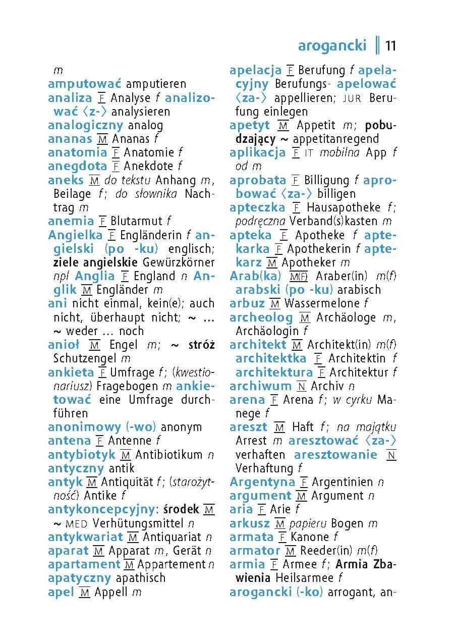 Beispielinhalt (Bild) Langenscheidt Universal-Wörterbuch Polnisch