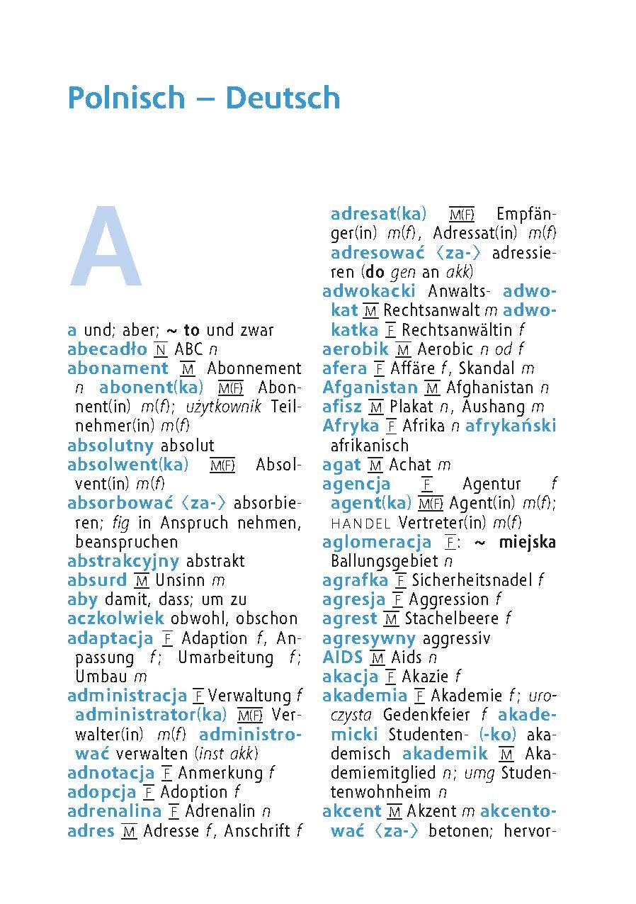 Beispielinhalt (Bild) Langenscheidt Universal-Wörterbuch Polnisch