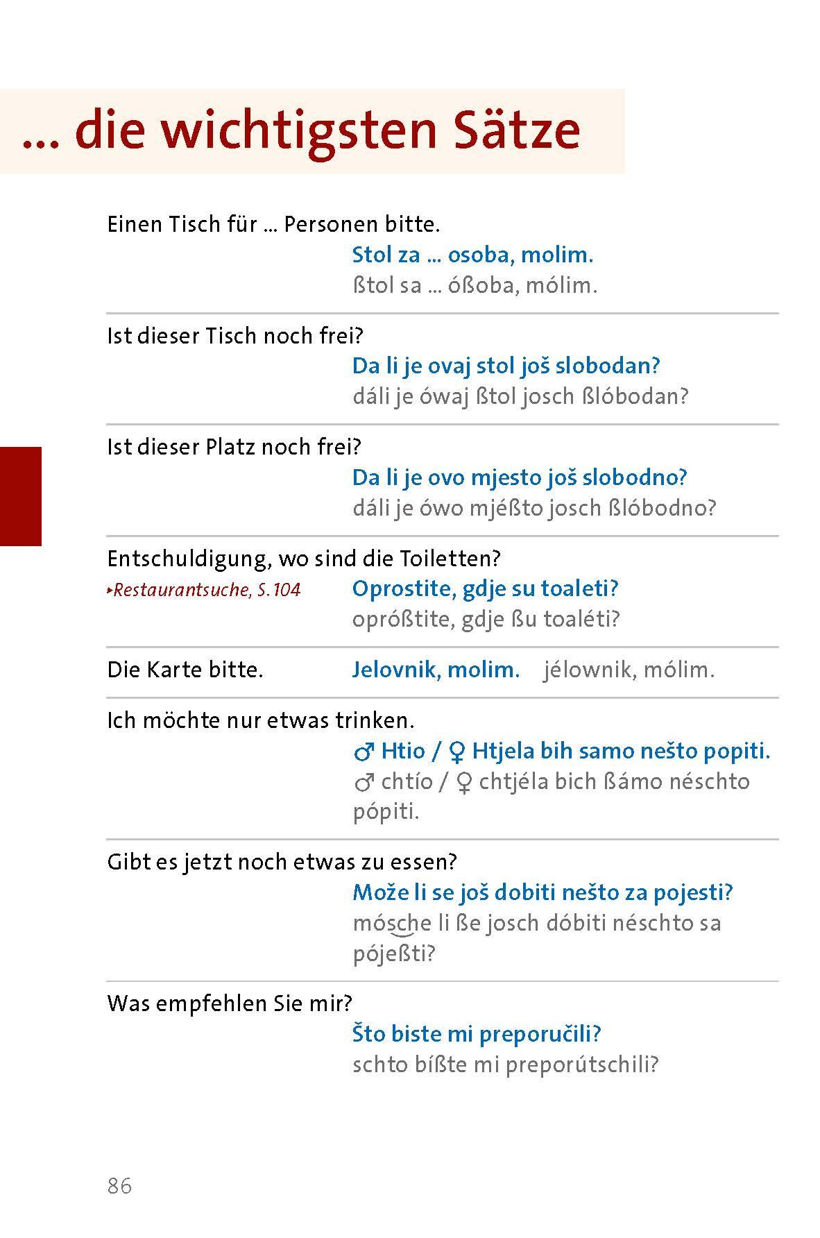 Beispielinhalt (Bild) Langenscheidt Sprachführer Kroatisch