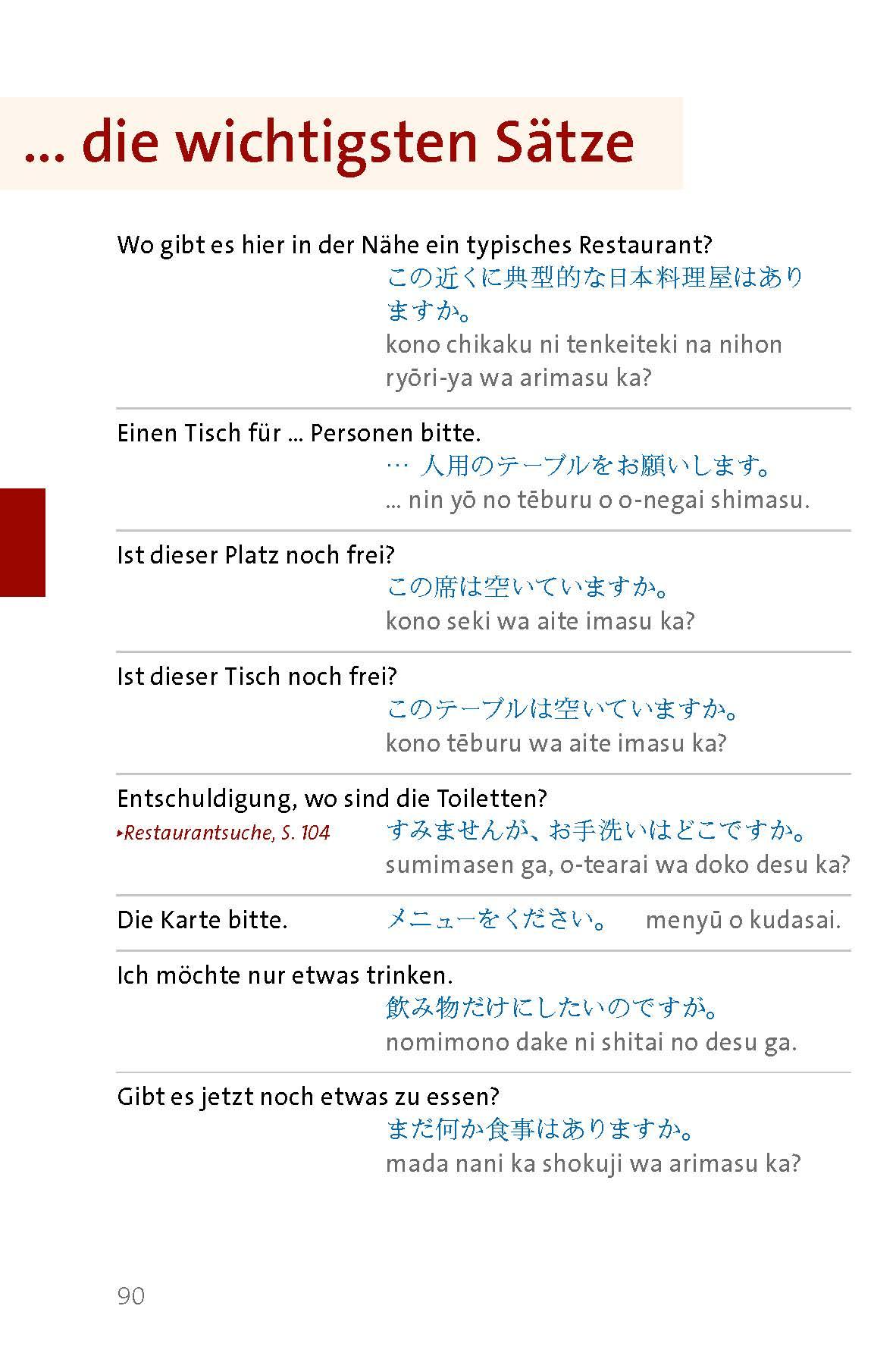 Beispielinhalt (Bild) Langenscheidt Sprachführer Japanisch
